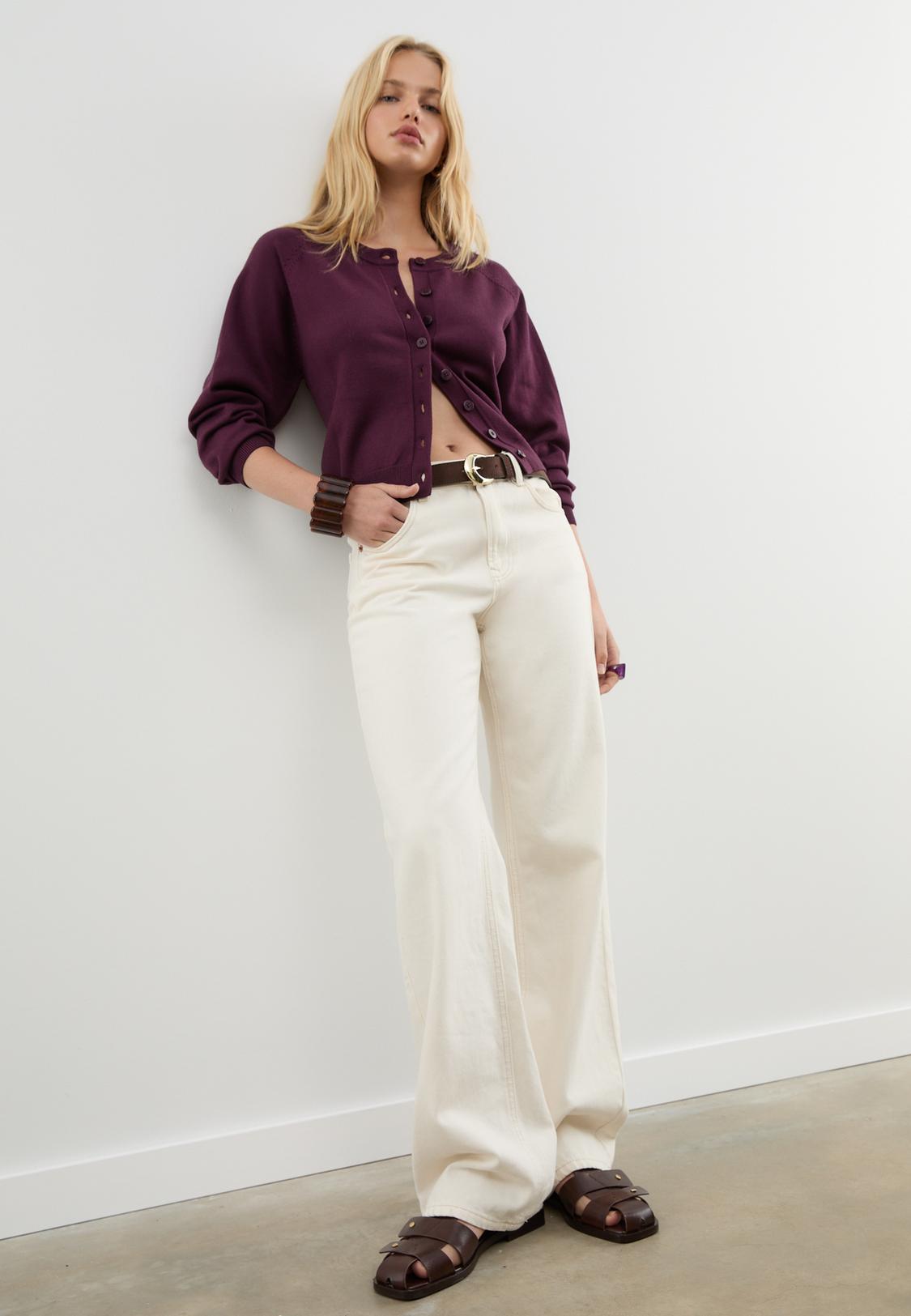 Knit cardigan with buttons and raglan sleeves Women's fashion