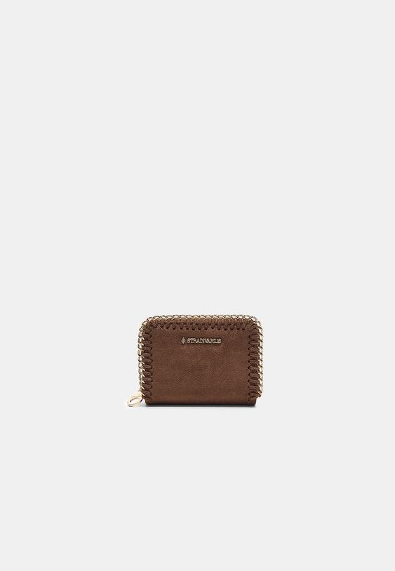 Stradivarius Chain Detail Purse With Zip Terracotta Os