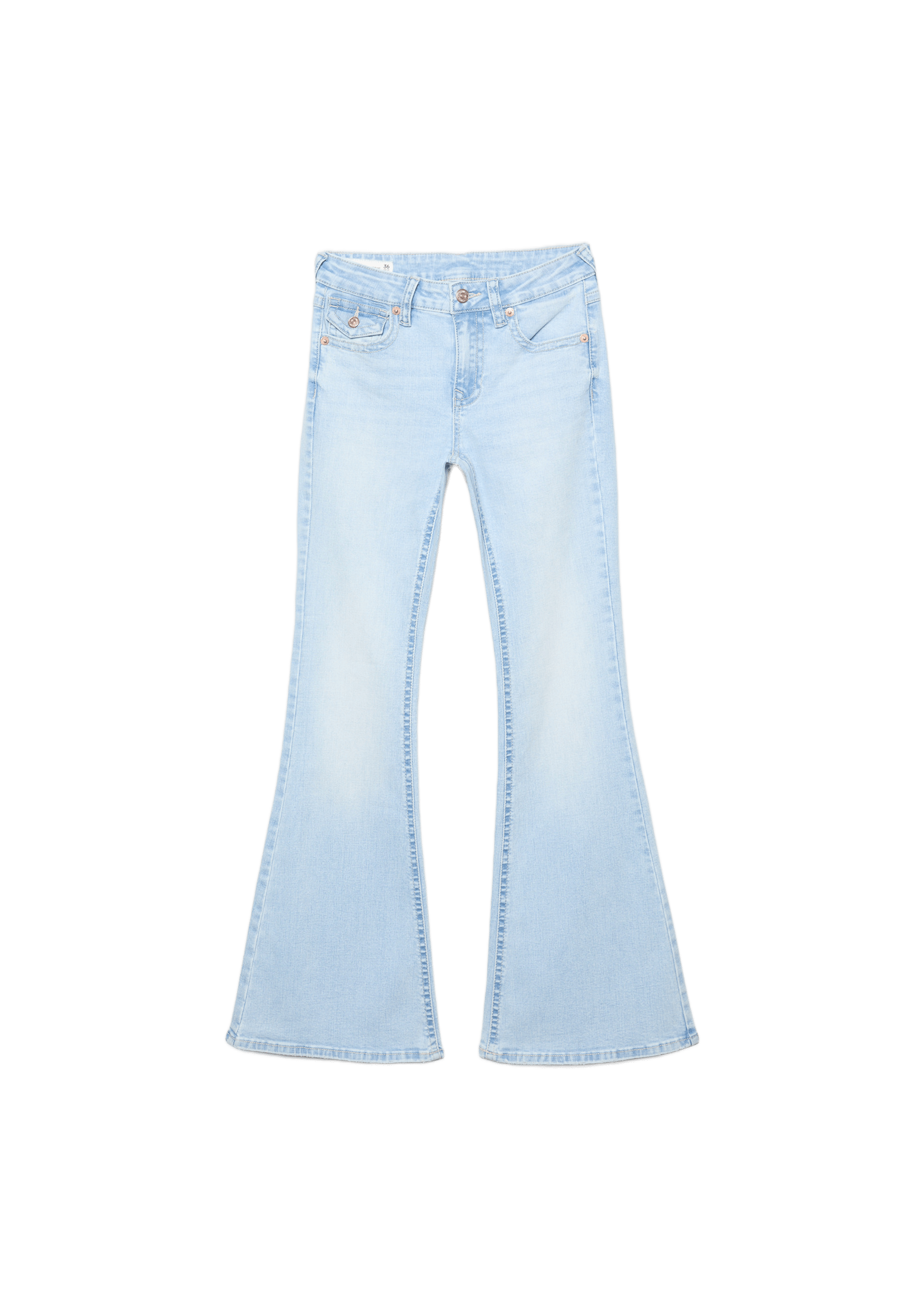 D04 low rise flared jeans — MEDIUM LIGHT BLUE DENIM