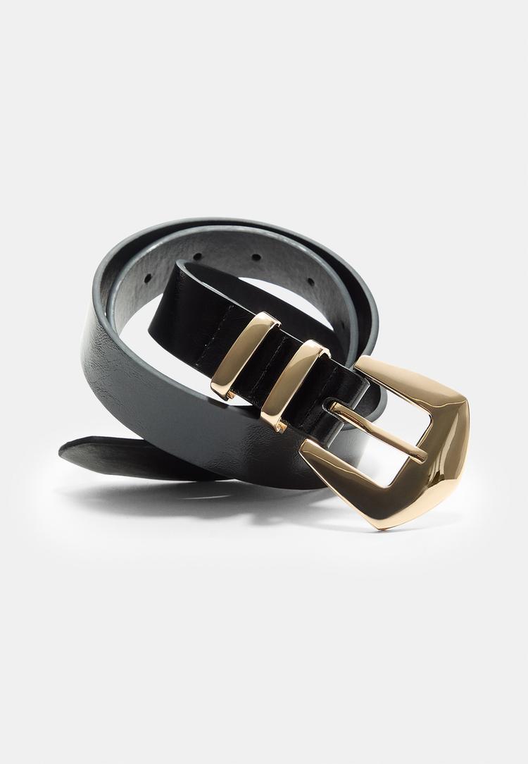 belt with triangular buckle