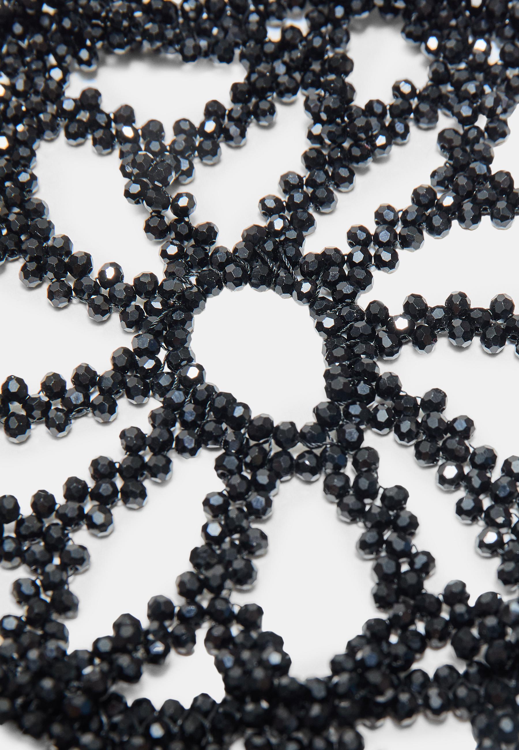 Beaded mesh cap — Black