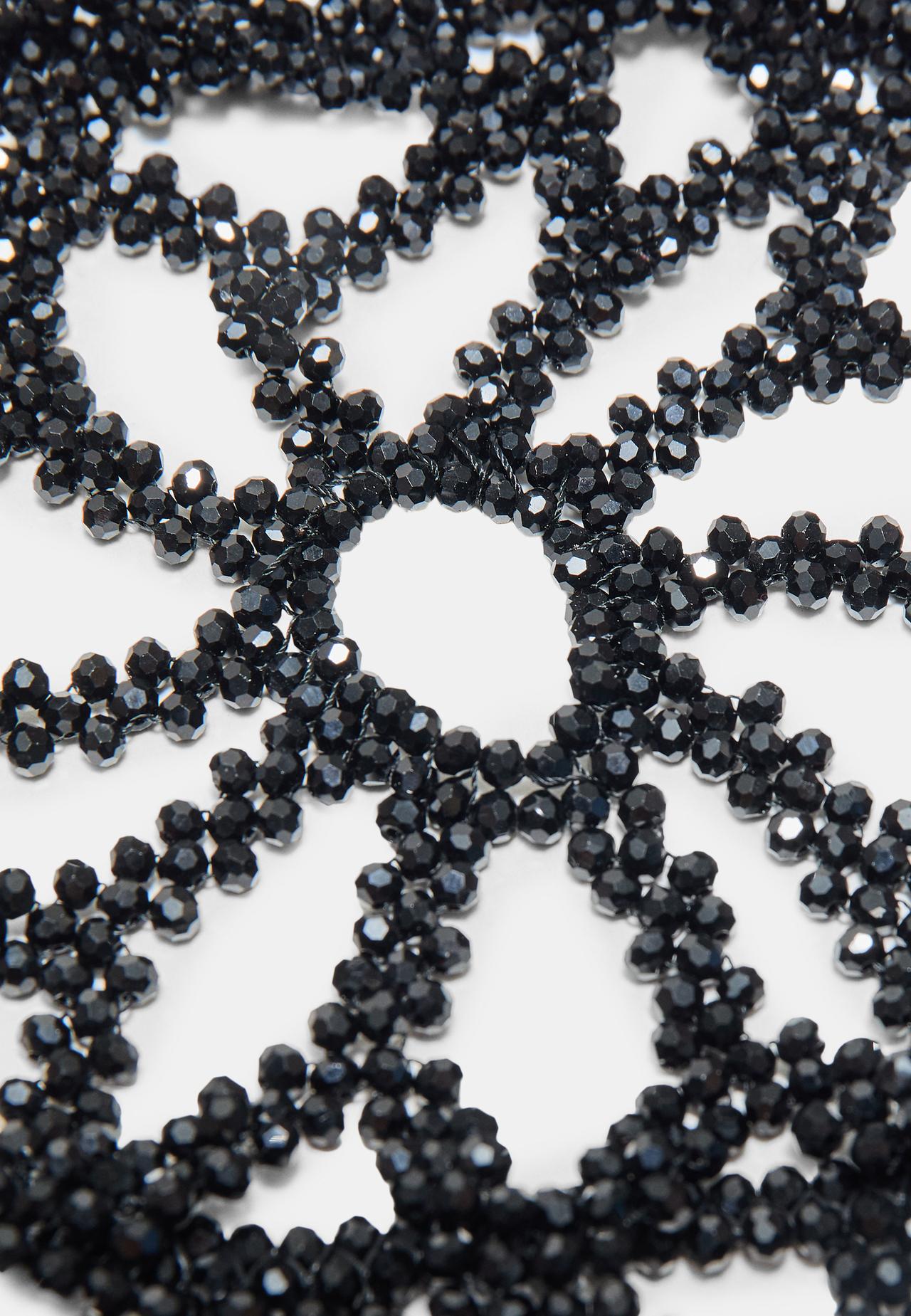 Mesh cap with beads — Black
