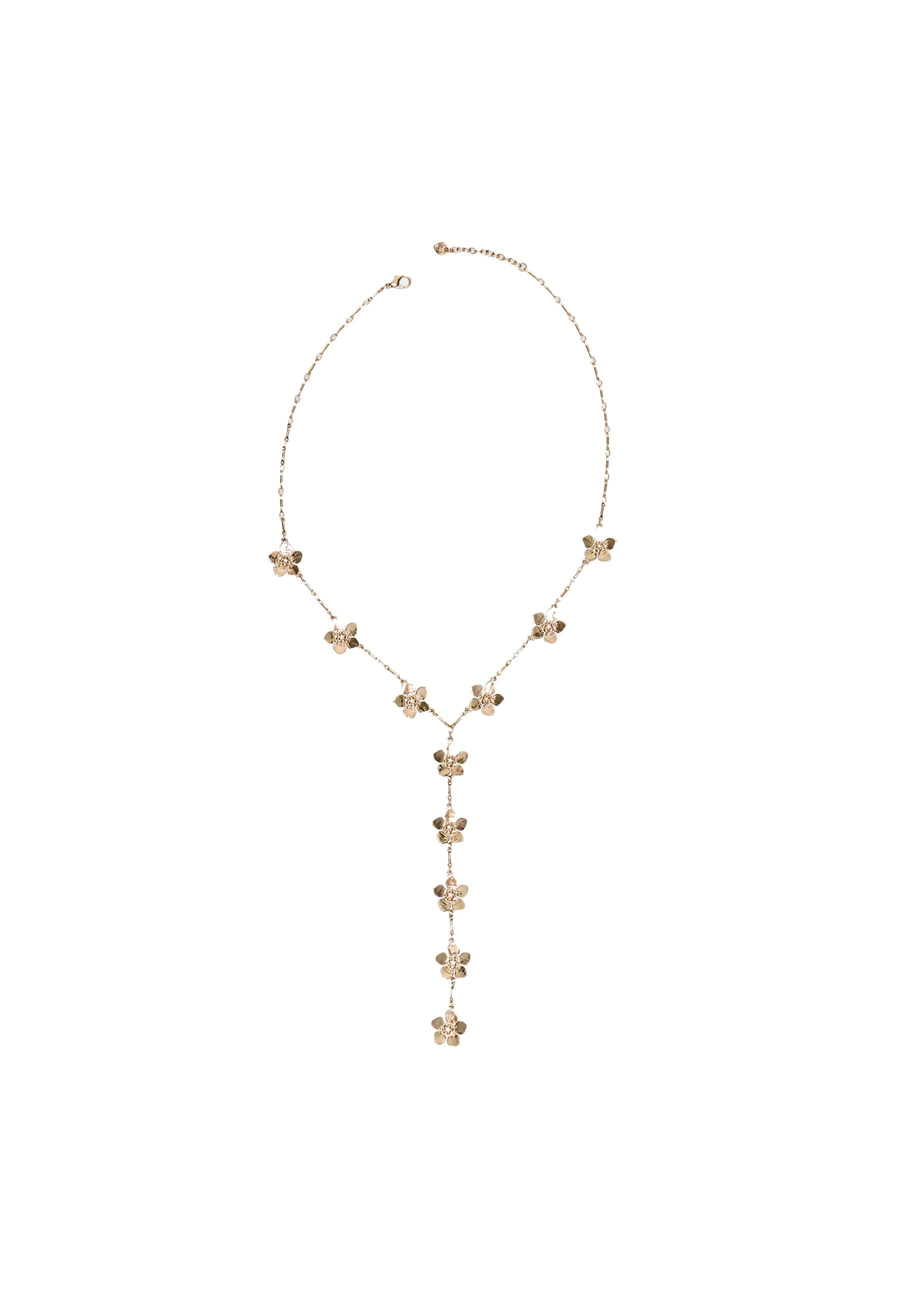 Mini flower lariat necklace — Gold