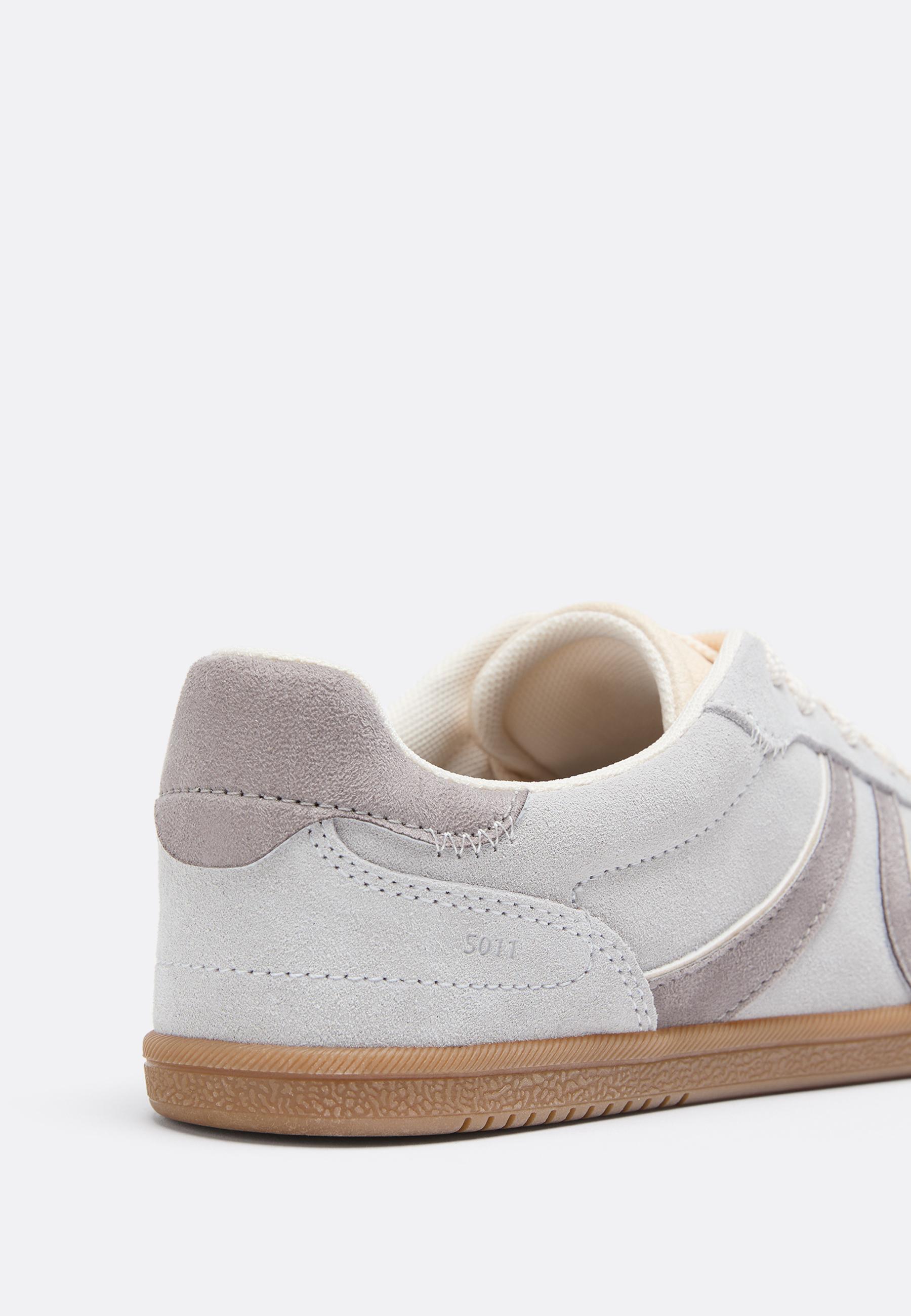 S011 Retro leather trainers — GREY