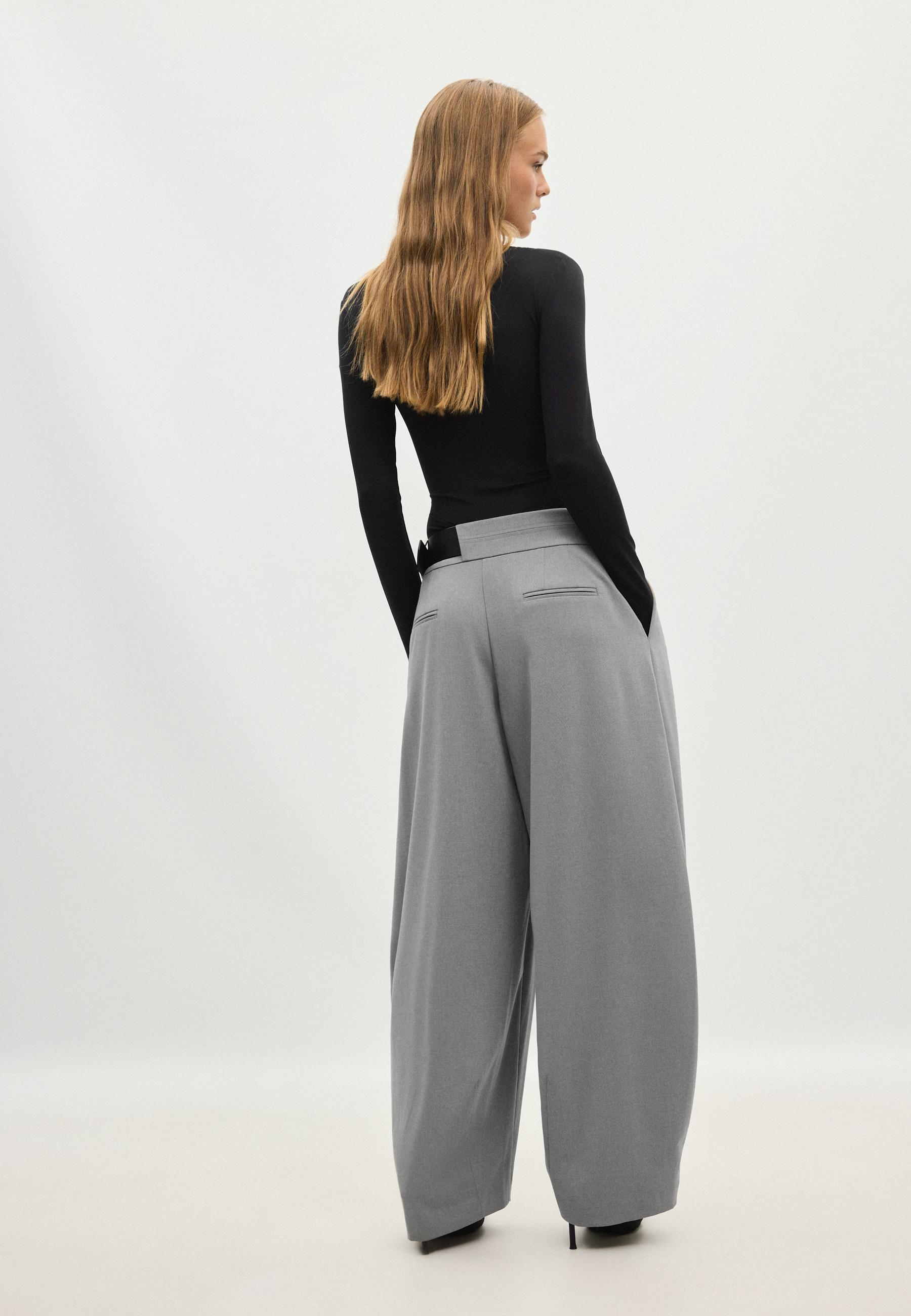 Darted smart trousers with belt — Grey