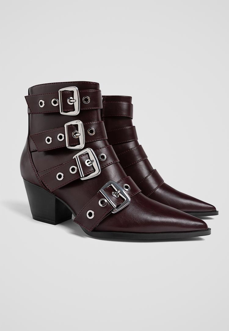 botines tacon hebillas