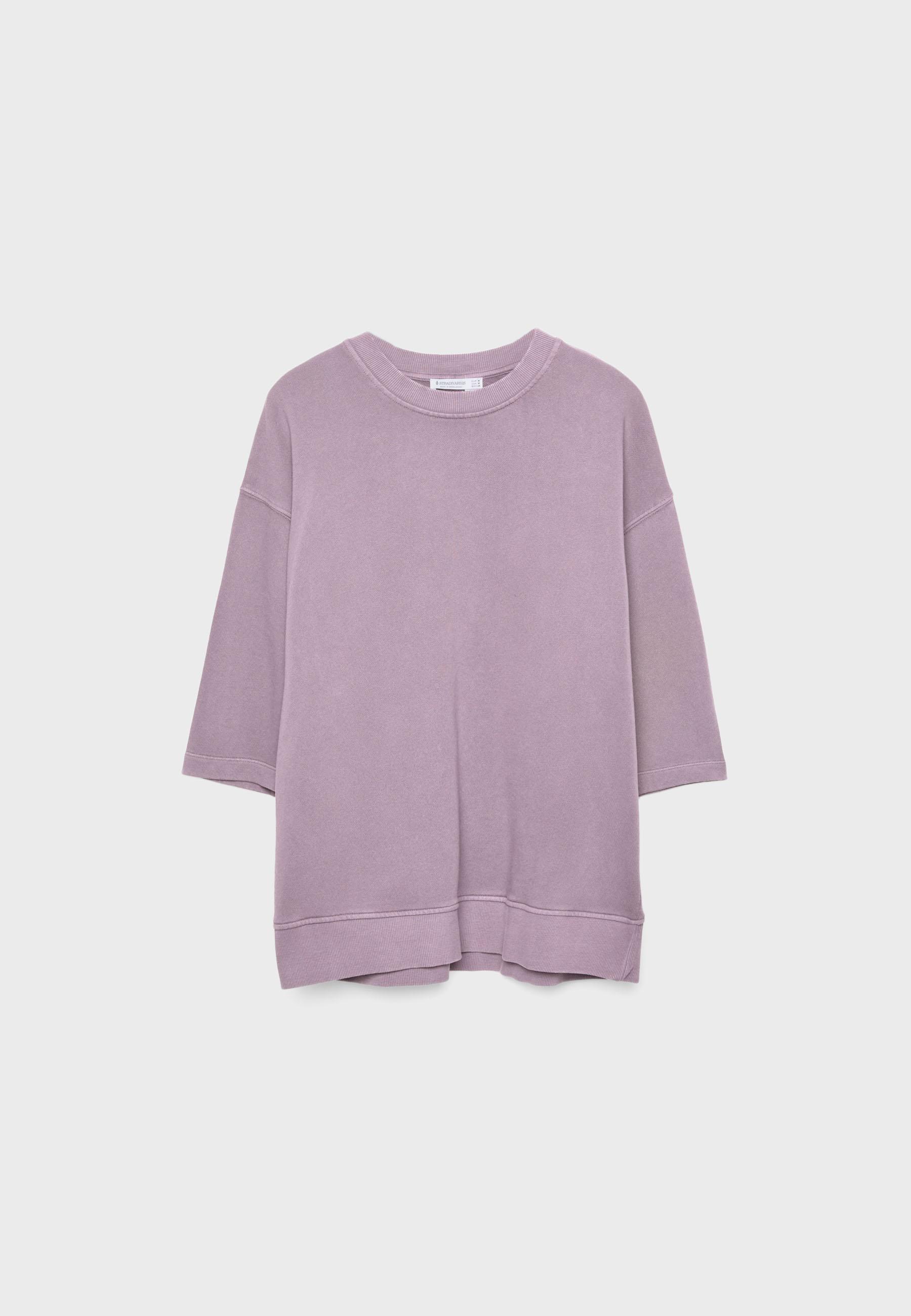 Faded-effect short sleeve sweatshirt - Women's fashion