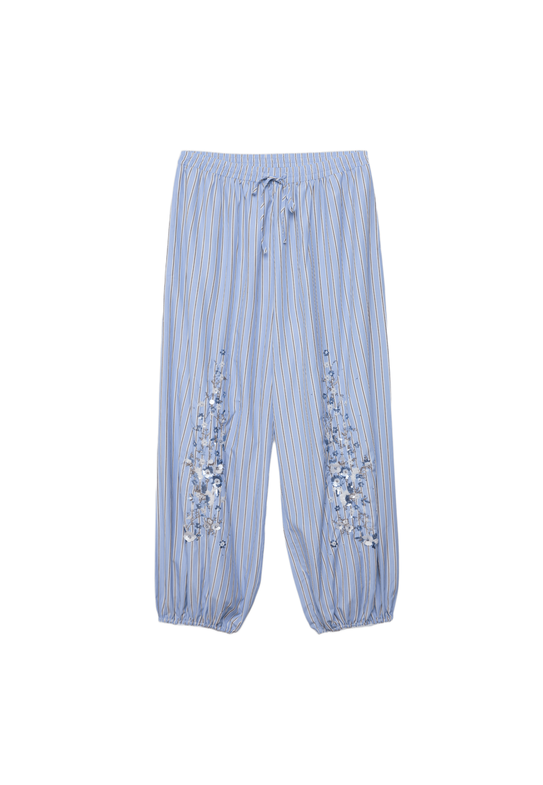 Embroidered balloon trousers — Sky blue