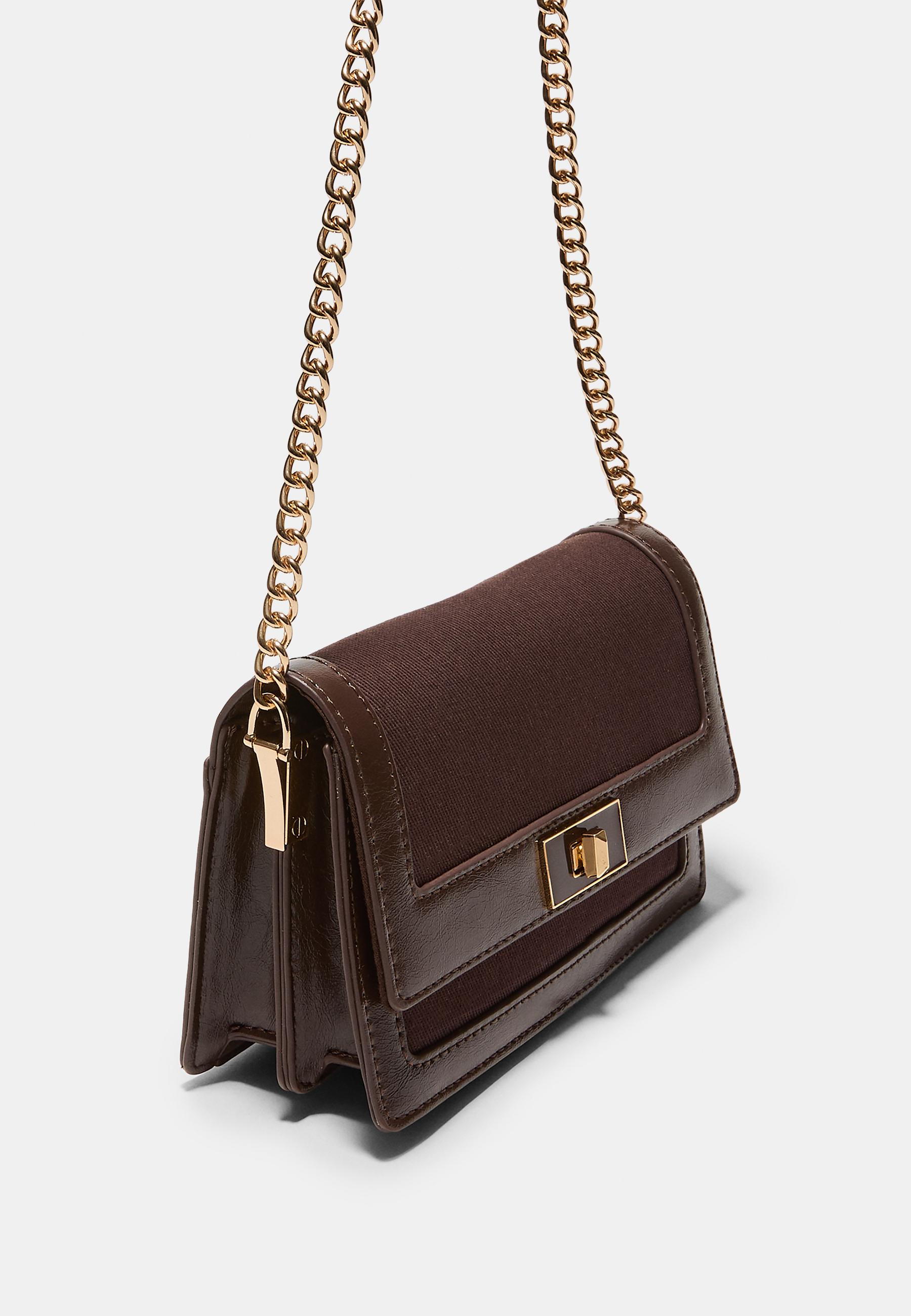 Contrast canvas crossbody bag — Brown