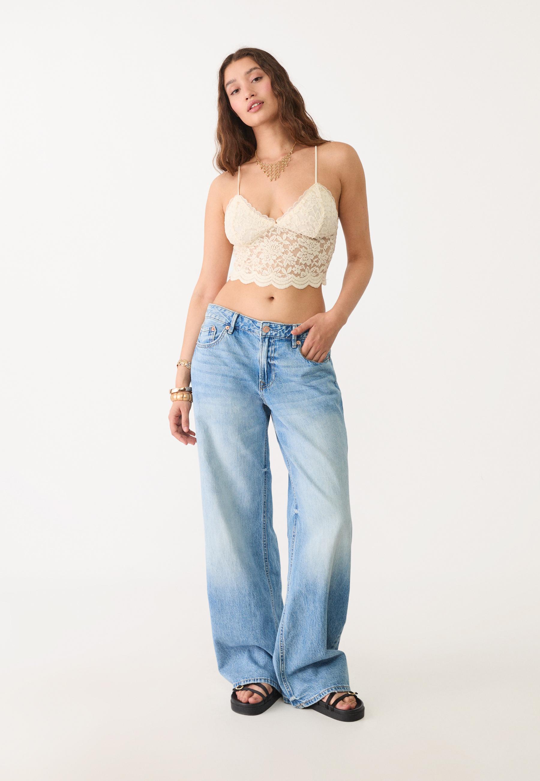 Strappy lace top - Women's fashion | Stradivarius Worldwide