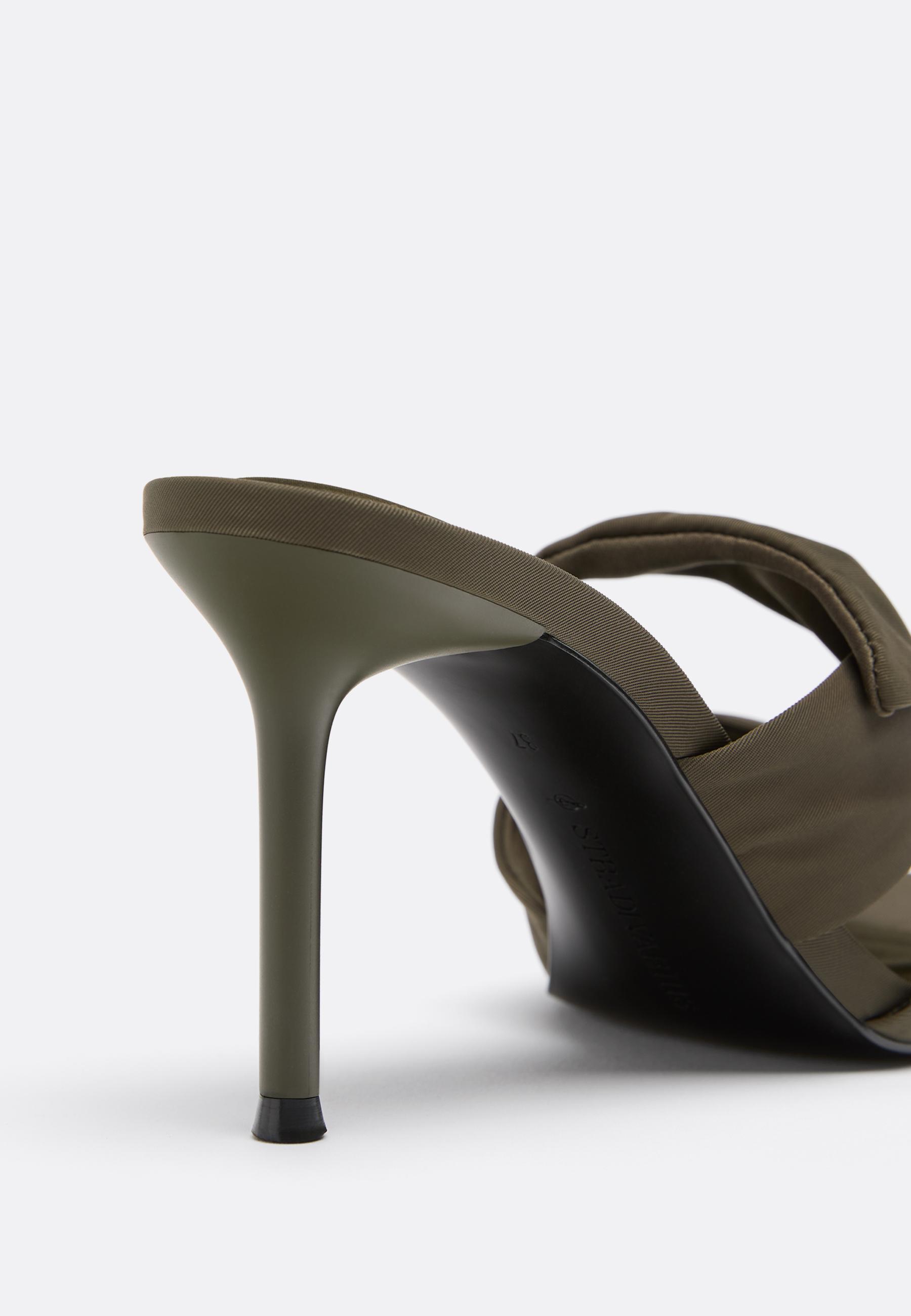 Heeled tie sandals — KHAKI