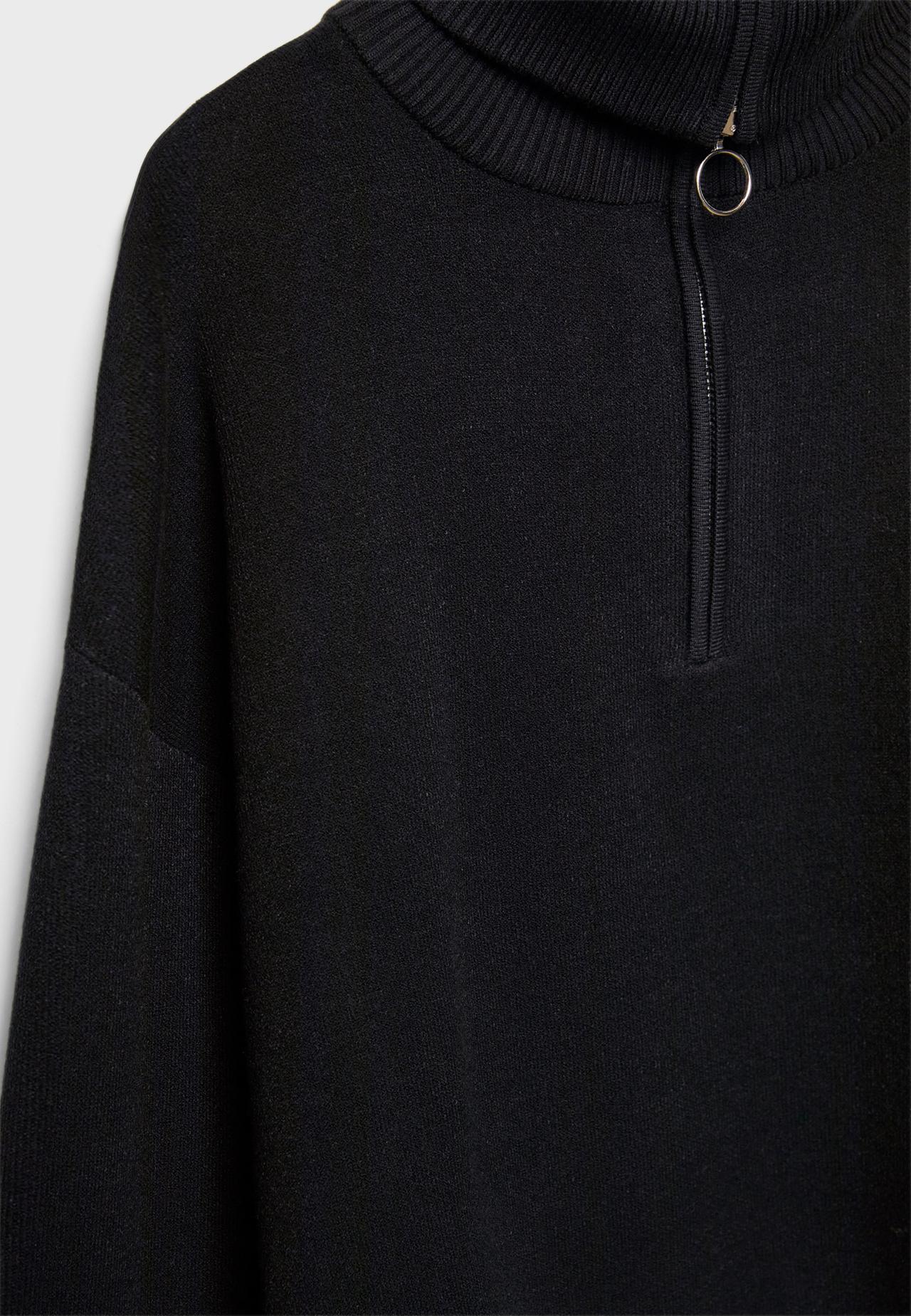 Zip-up knit sweater — Black
