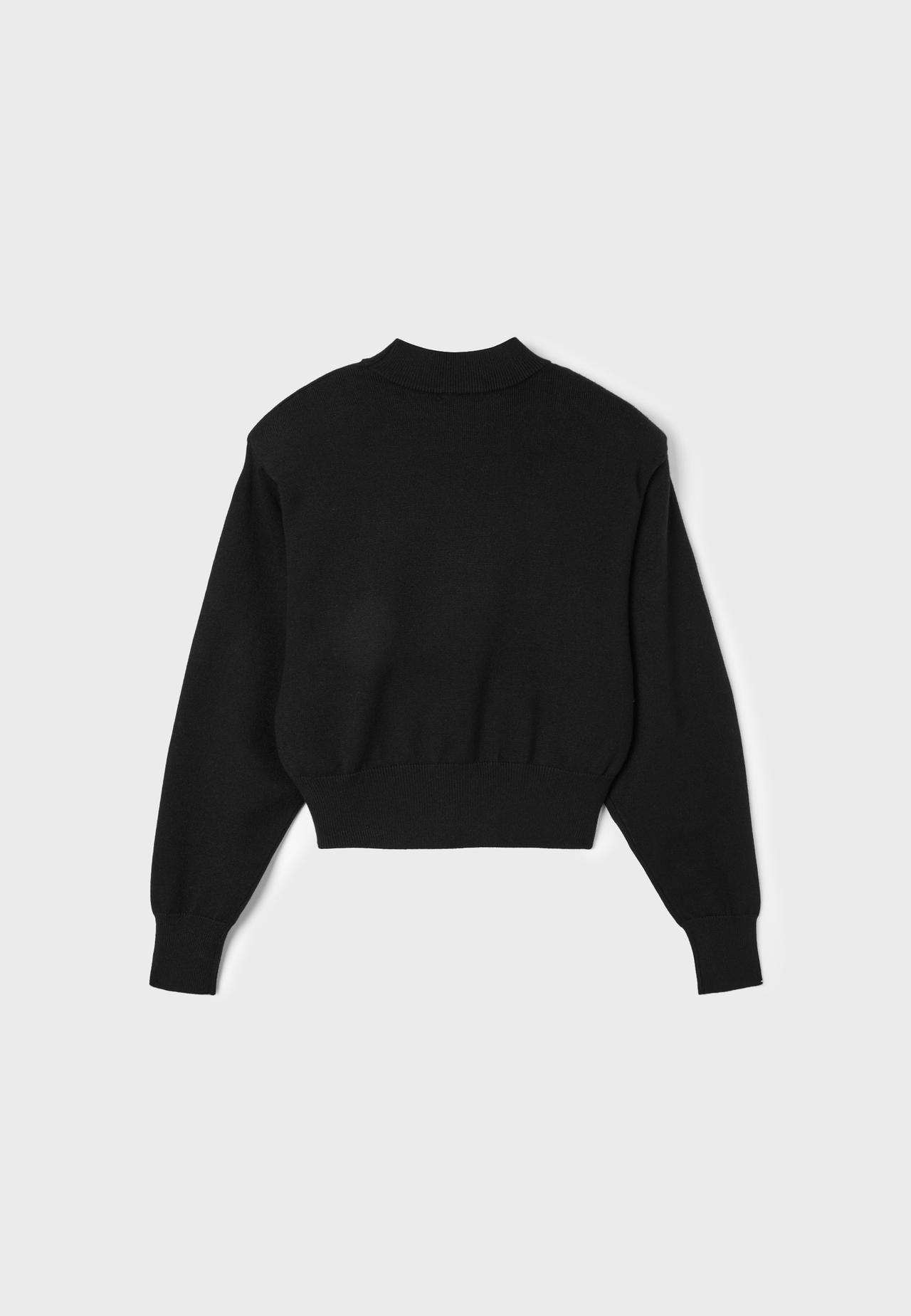 Padded shoulder knit jumper — Black
