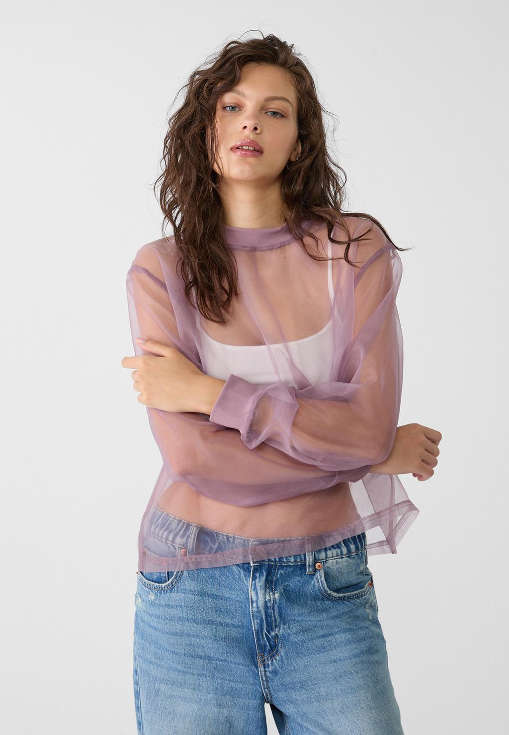 Sweat fluide semi-transparent en organza