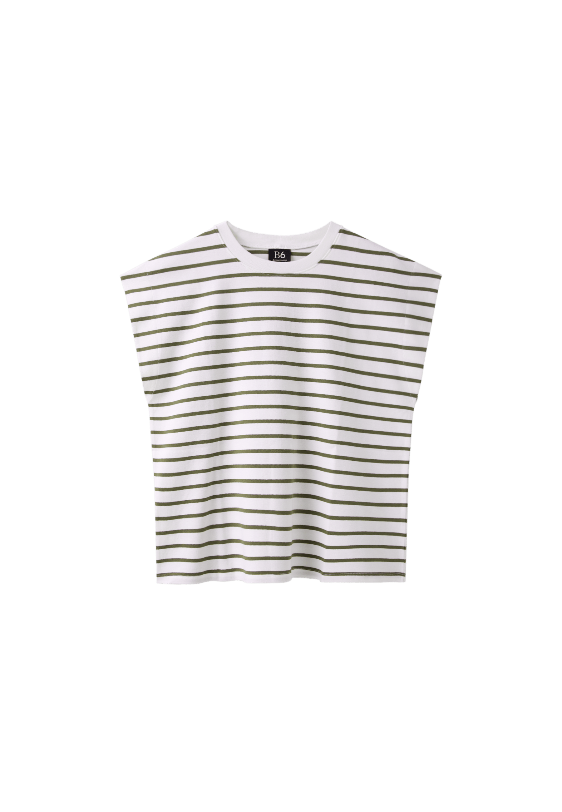 B06 Striped drop sleeve T-shirt — Khaki