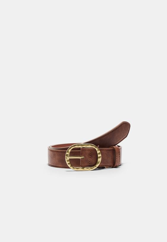 Stradivarius Basic Buckled Belt Brown 34