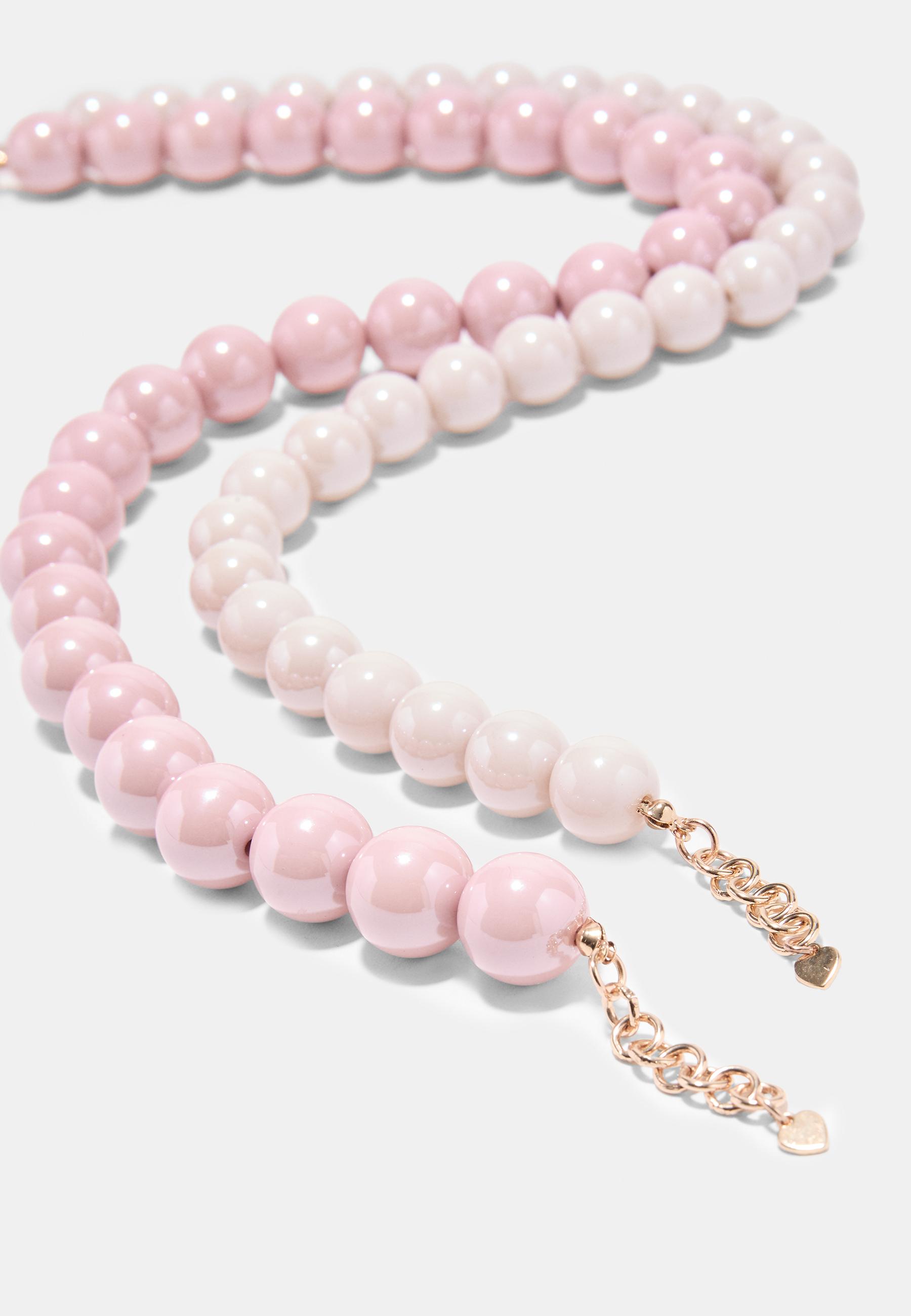 Set of 2 bead necklaces — Pastel pink