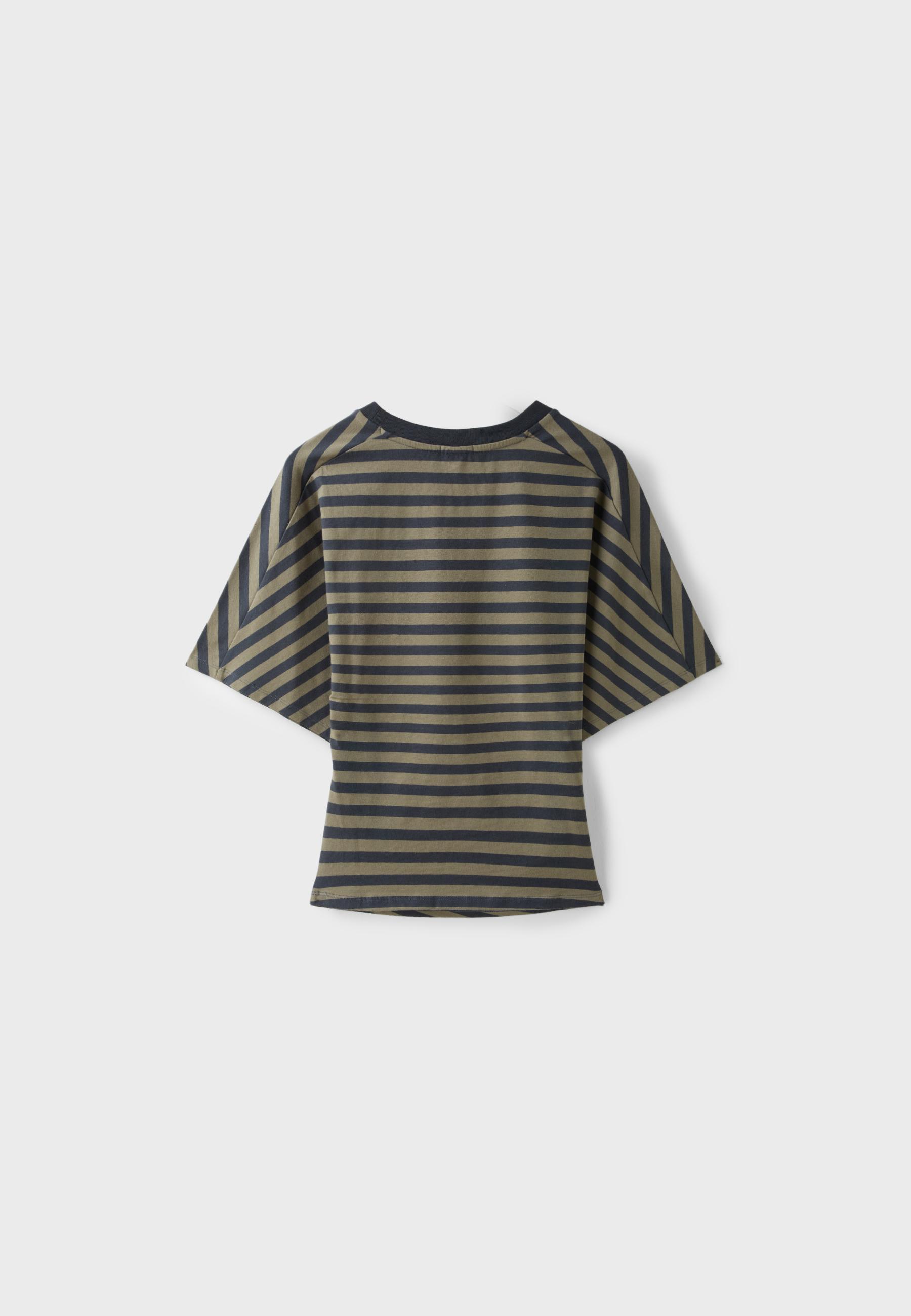B08 Striped Japanese short sleeve T-shirt — Khaki