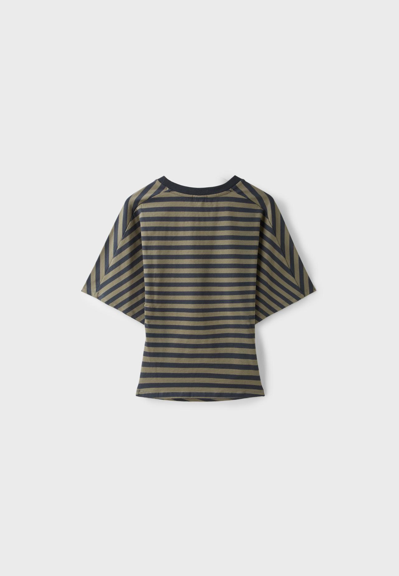 B08 Striped short sleeve T-shirt — Khaki