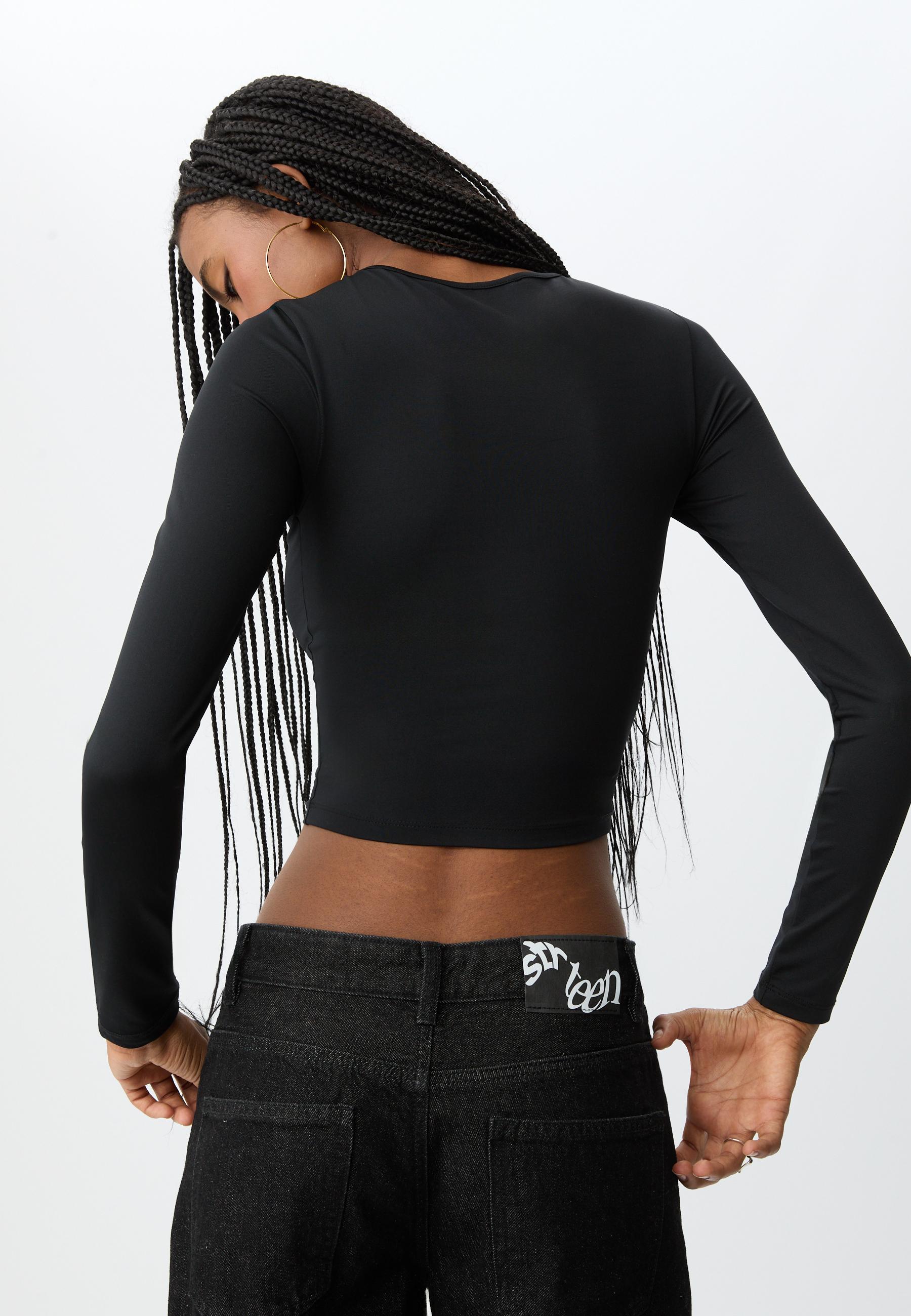 00s midas drape long sleeve t-shirt ロンt Men's Long-sleeve T-shirt with high-density prints | Black