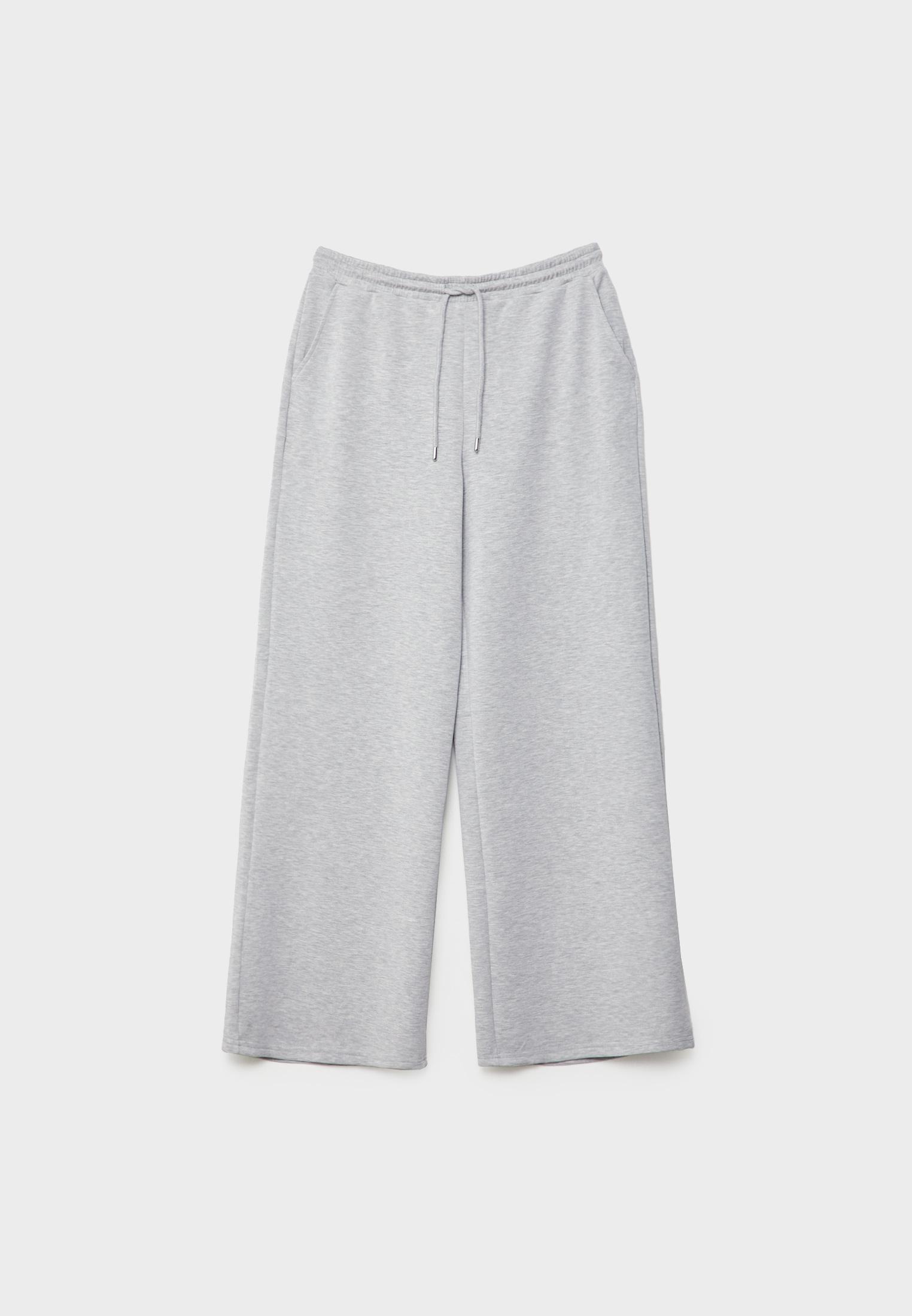 Soft-touch palazzo joggers — Grey melange