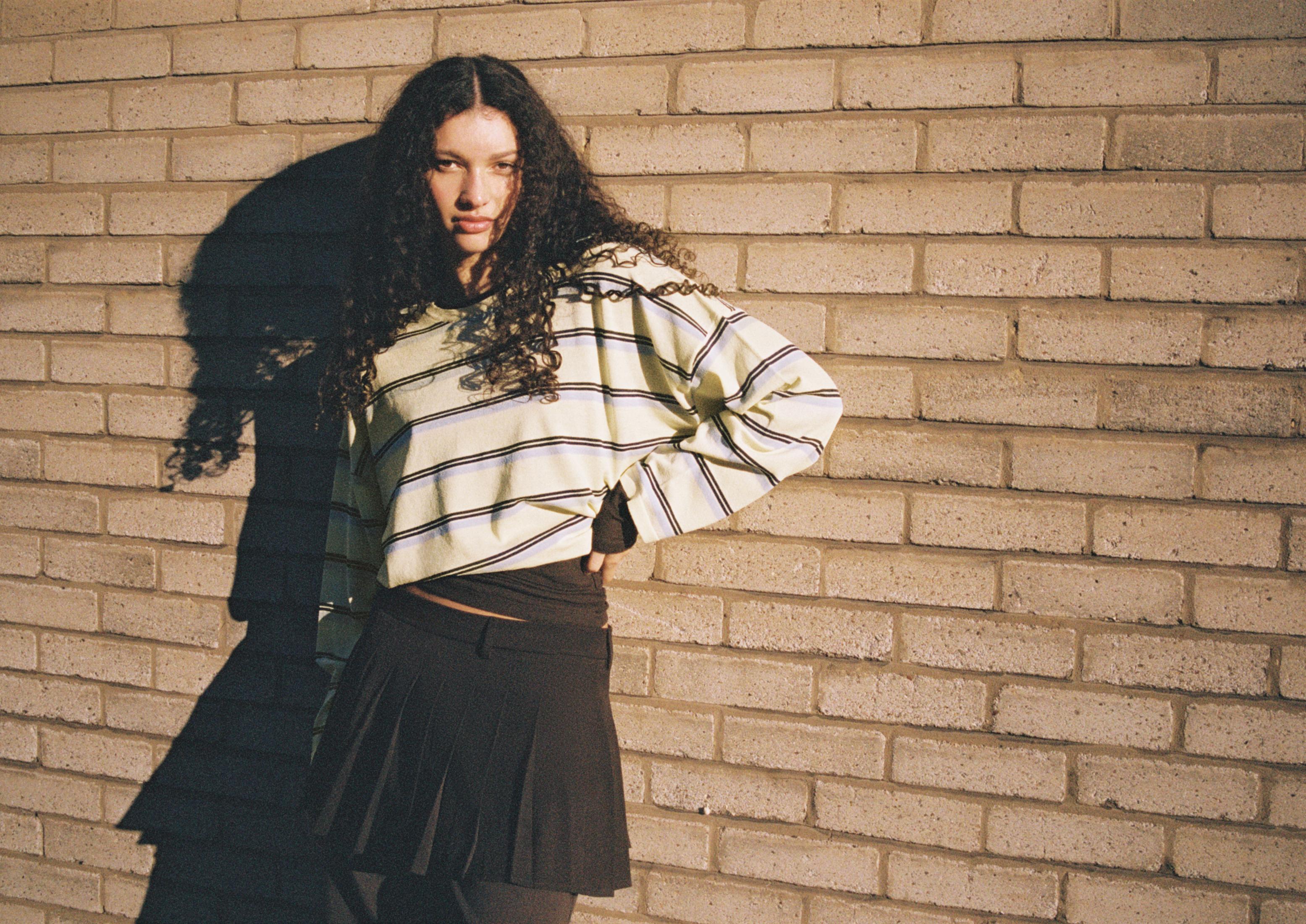 Box pleat mini skirt — Brown