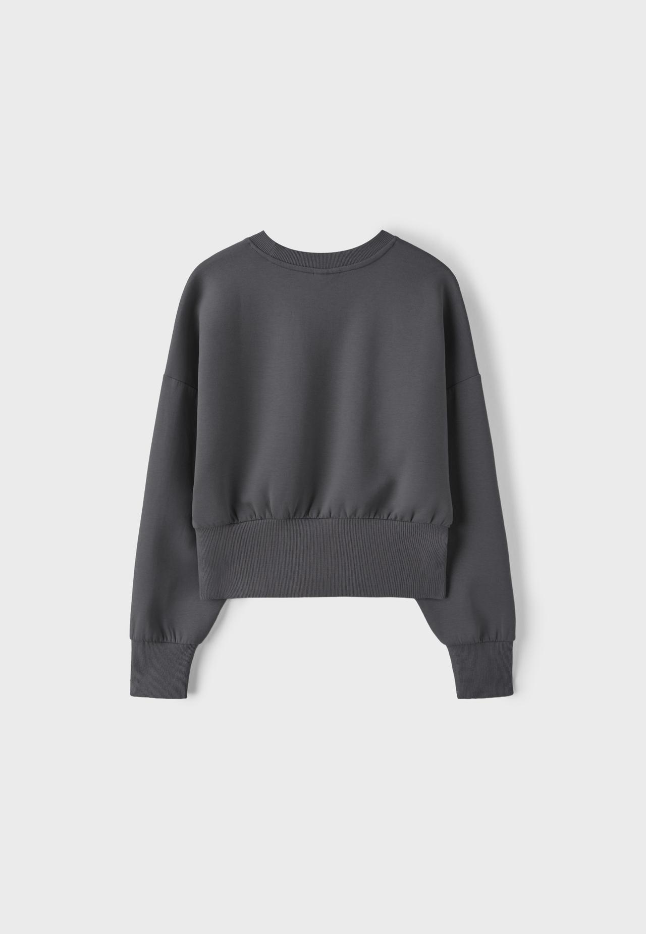 Cropped sweatshirt with waistband — Dark grey