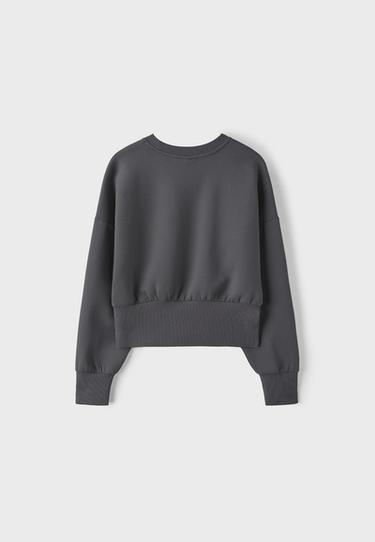 Cropped sweatshirt with waistband — Dark grey 8