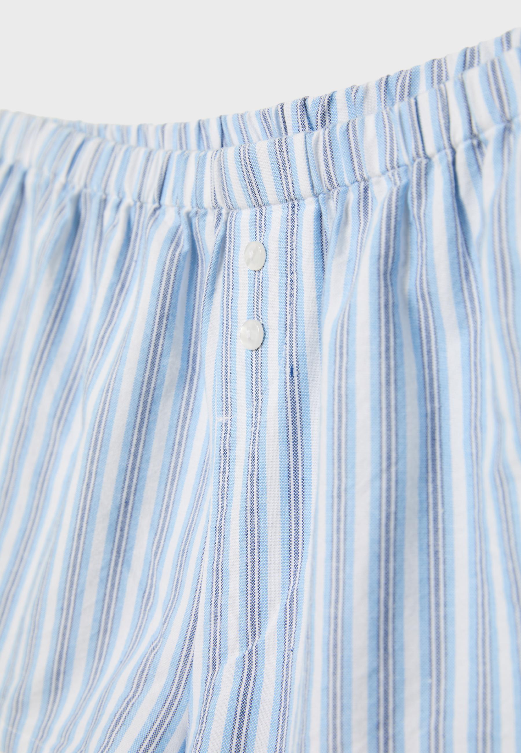 Striped button-detail shorts — Navy blue