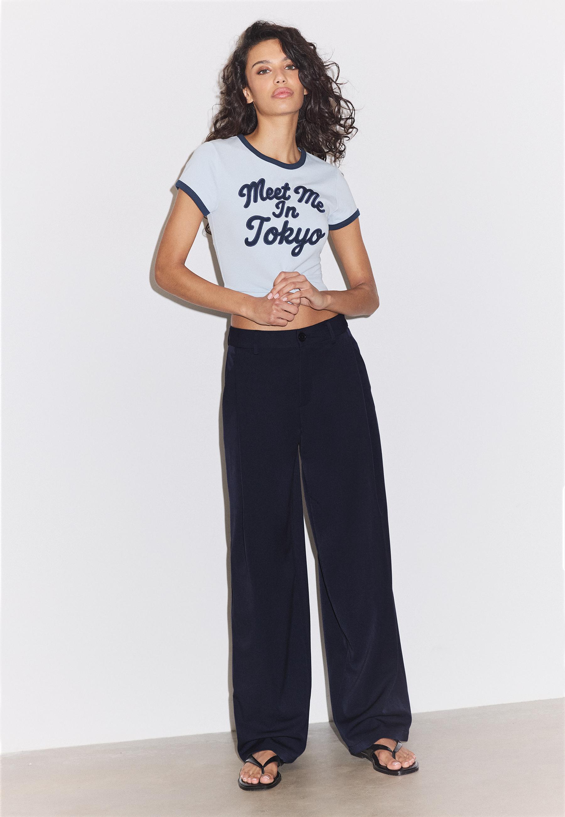 Barrel smart trousers with darts — Navy blue