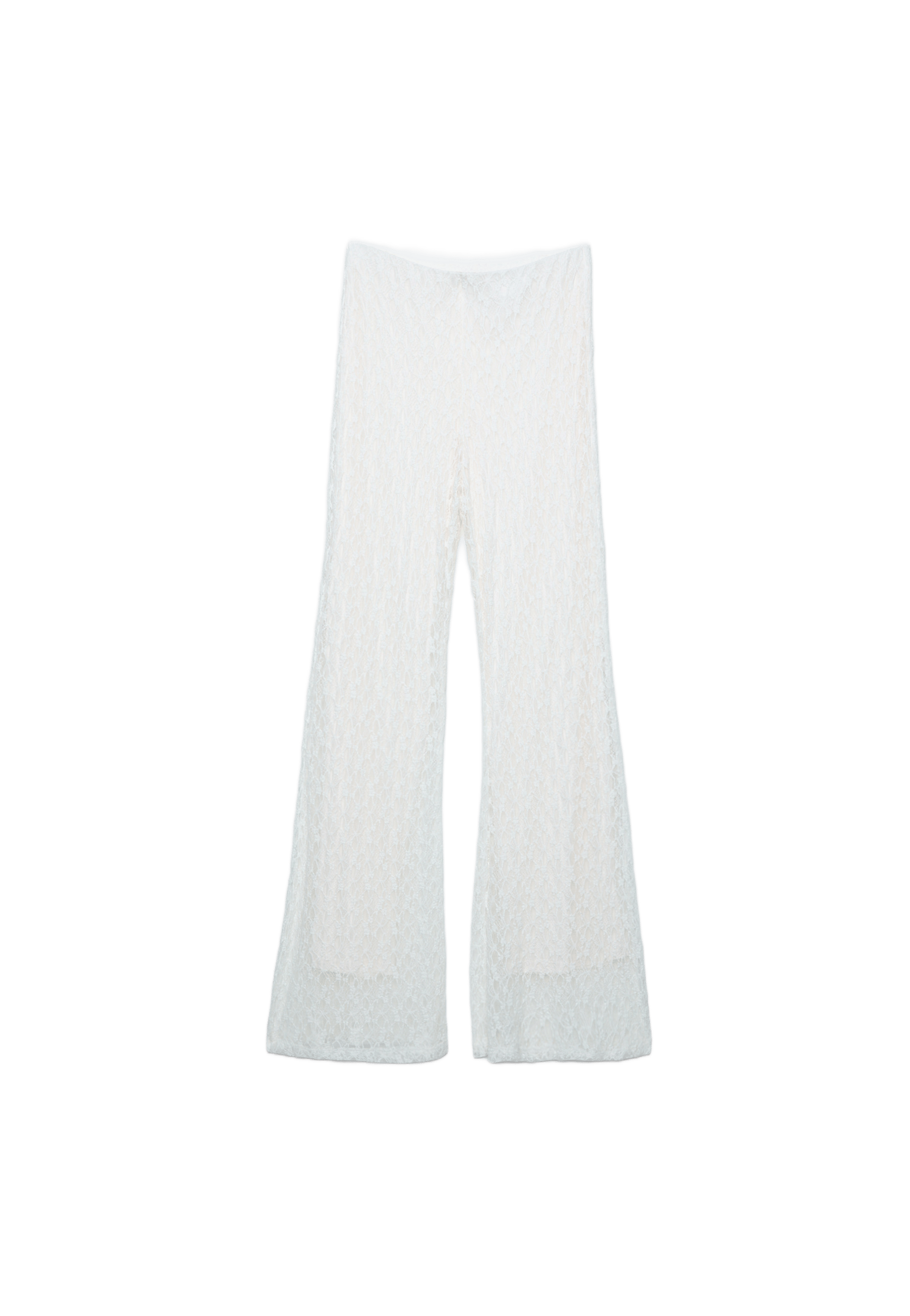 Lace bell bottom trousers — Ecru
