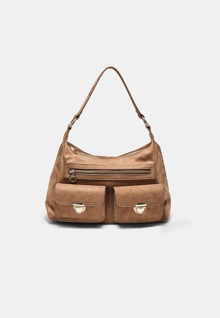 Stradivarius Τσάντα Ώμου Με Τσέπες Καραμελέ Os