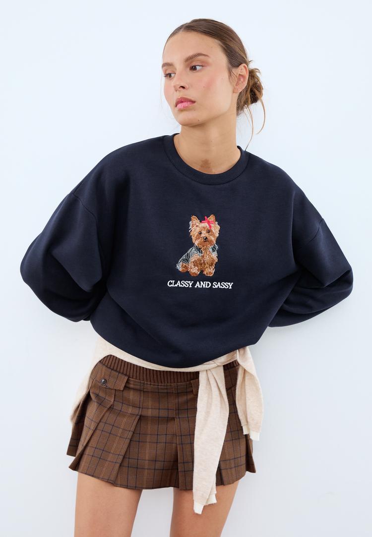 oslemeli kopek yavrulu sweatshirt
