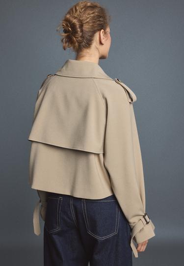 Short flowing smart trench coat — Khaki 5