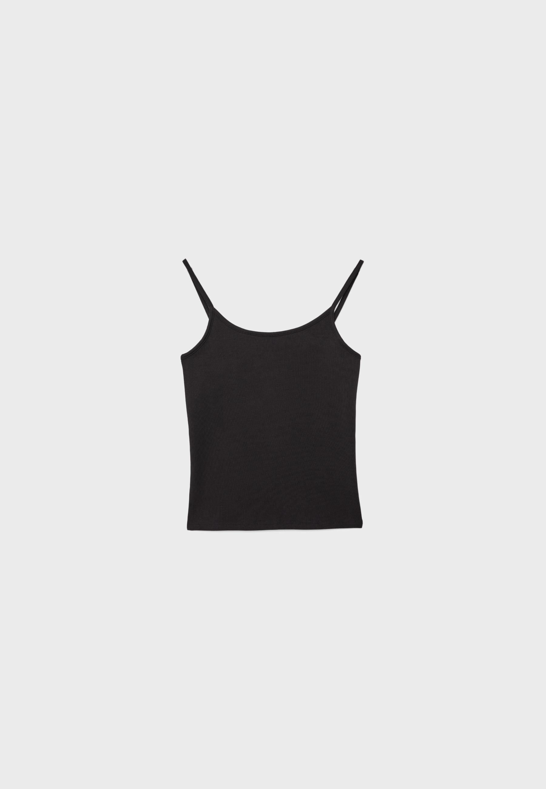 B07 Ribbed strap top — Black