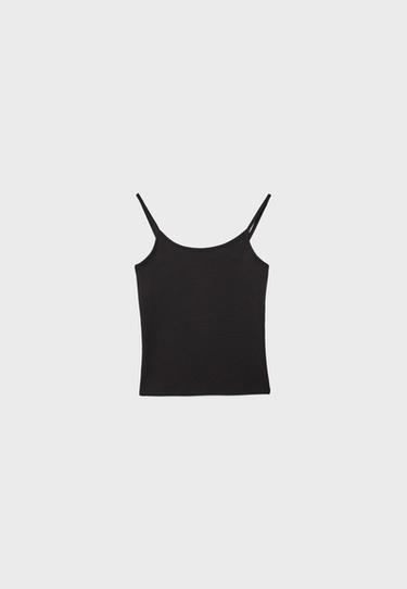 B07 Ribbed strappy top — Black 7