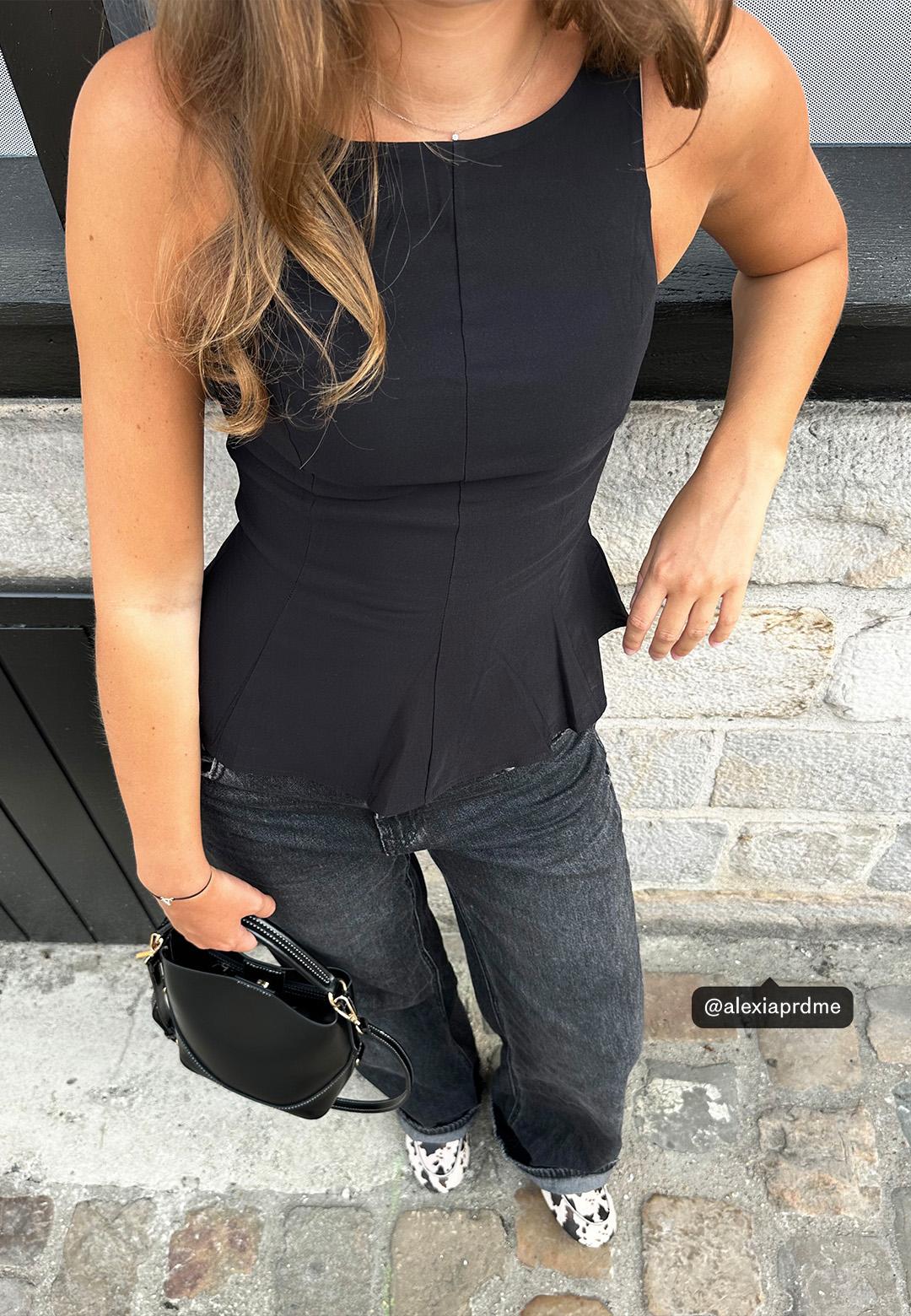 D91 Low wide-leg jeans — BLACK DENIM WASH