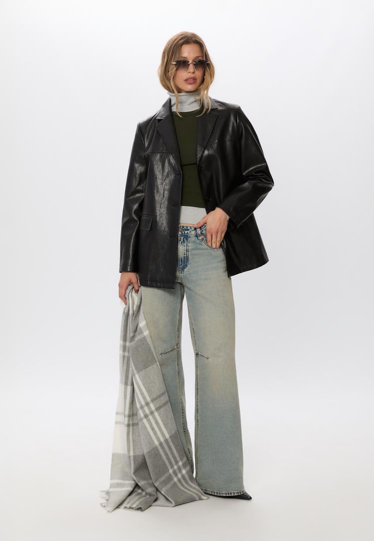 blazer met leereffect