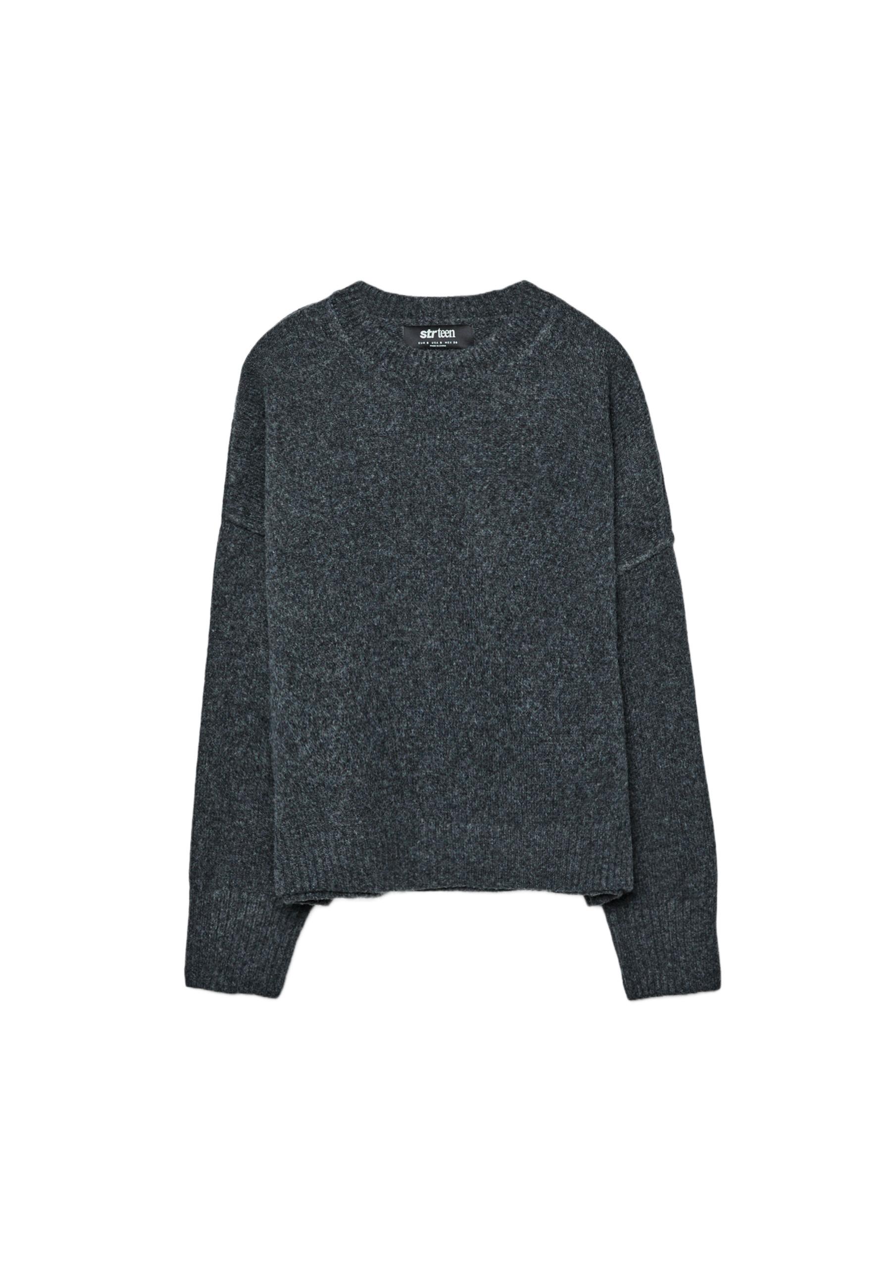 Round Neck Knitted Jumper — Dark grey