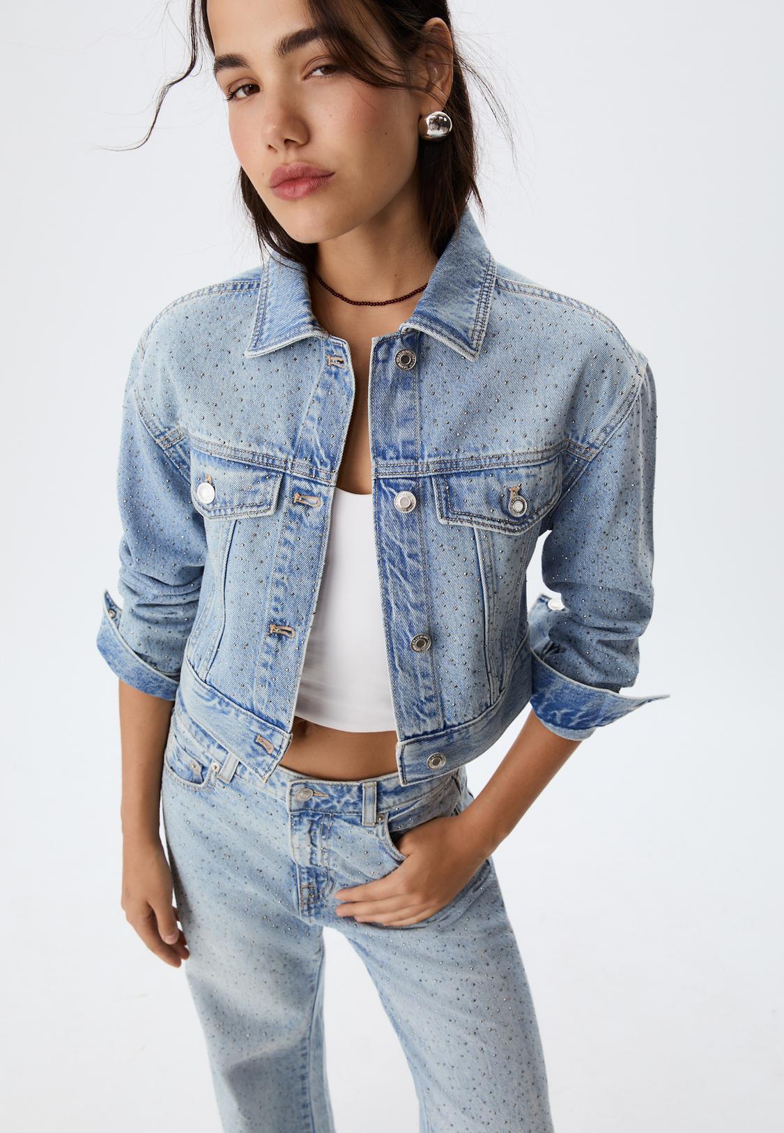 Veste en jean à brillants Mode femme Stradivarius France