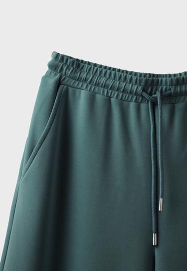 Soft-touch palazzo jogger trousers — Khaki 9