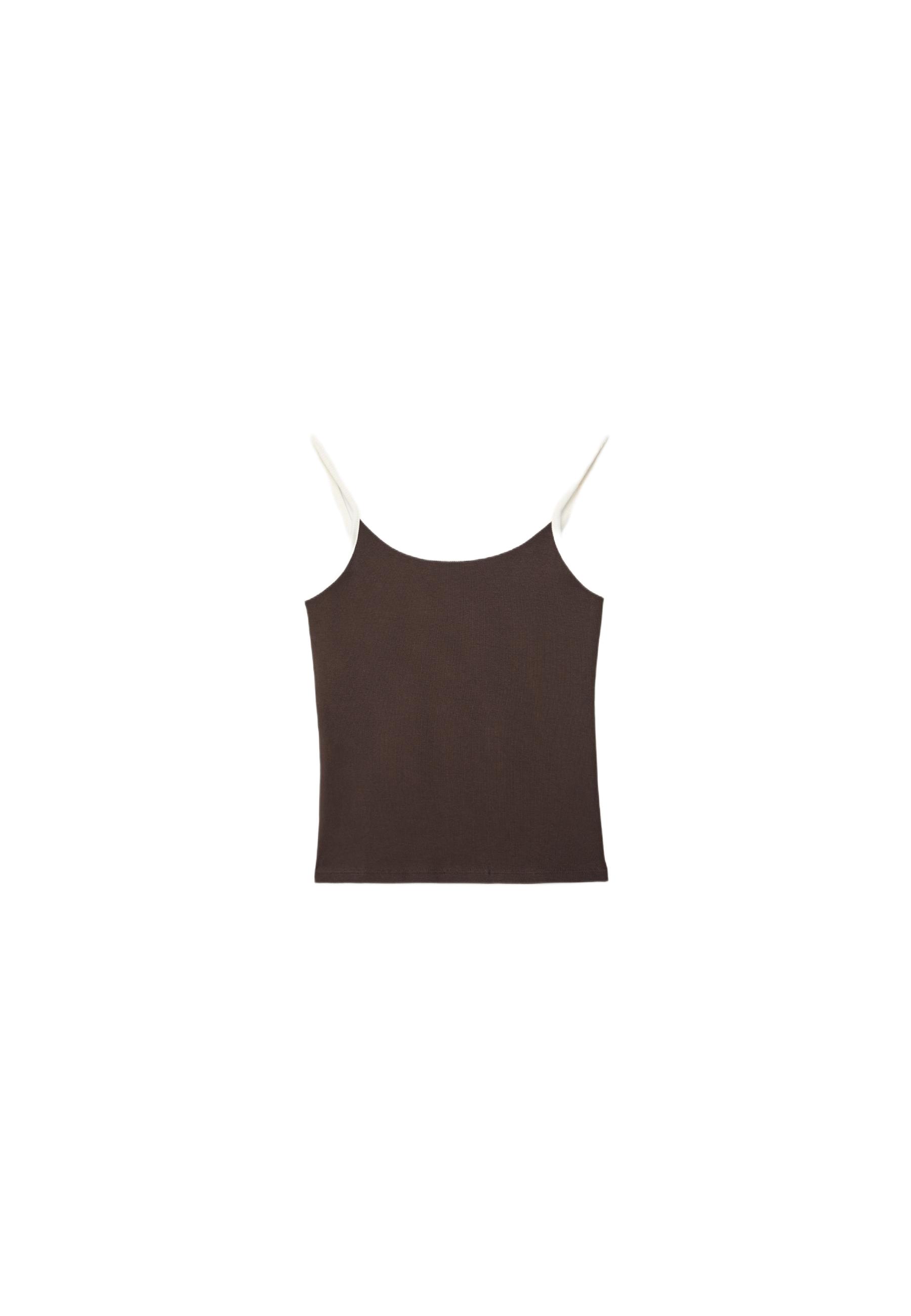 B07 Ribbed strap top — Brown