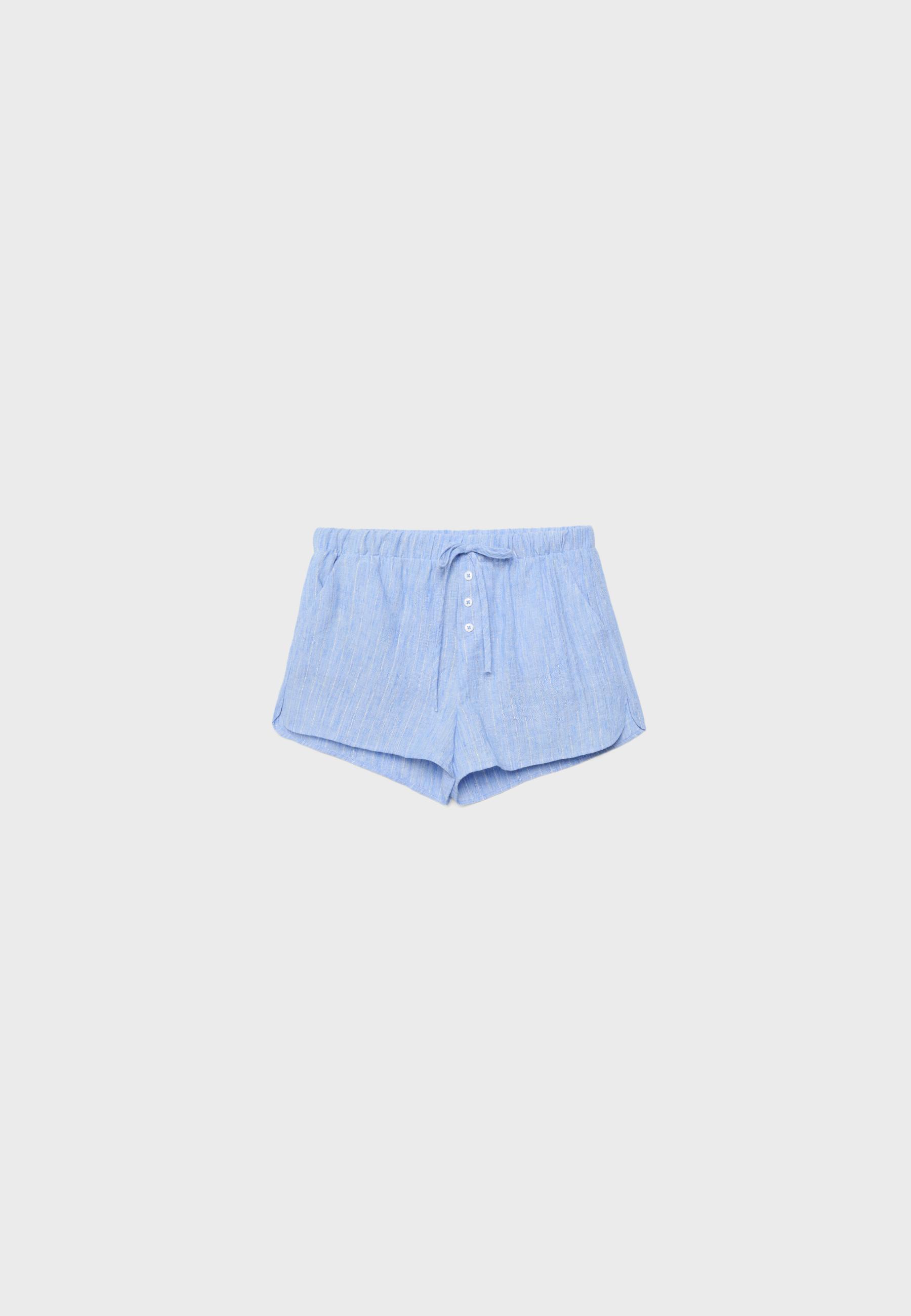 Rustic shorts with metallic thread — Sky blue