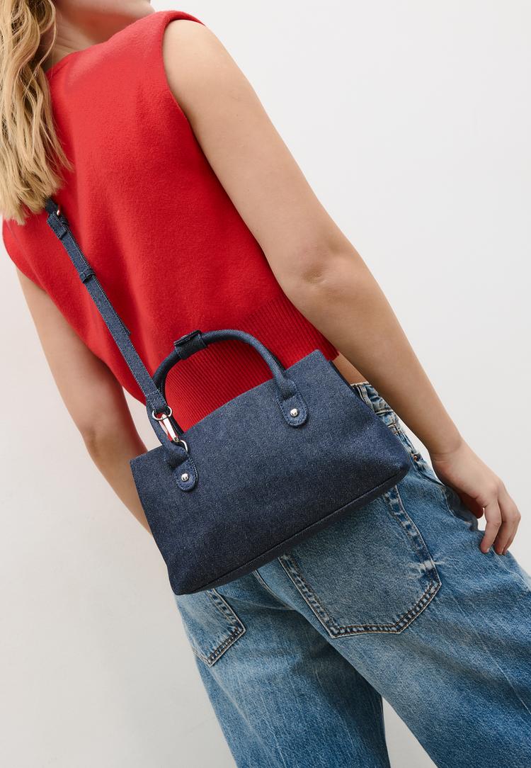  Stradivarius Τσάντα Χιαστί Tote Μπλε Μεσαίας Απόχρωσης Os - 4
