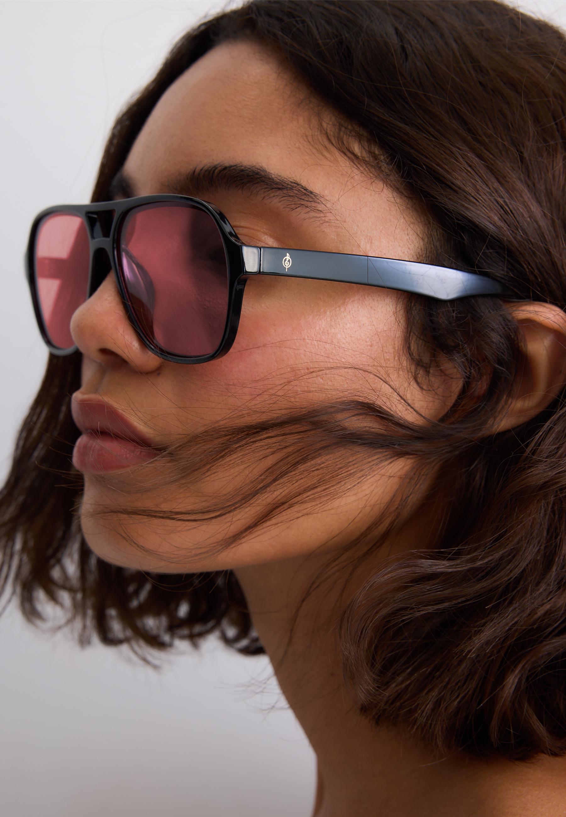 Double bridge resin sunglasses — Fuchsia