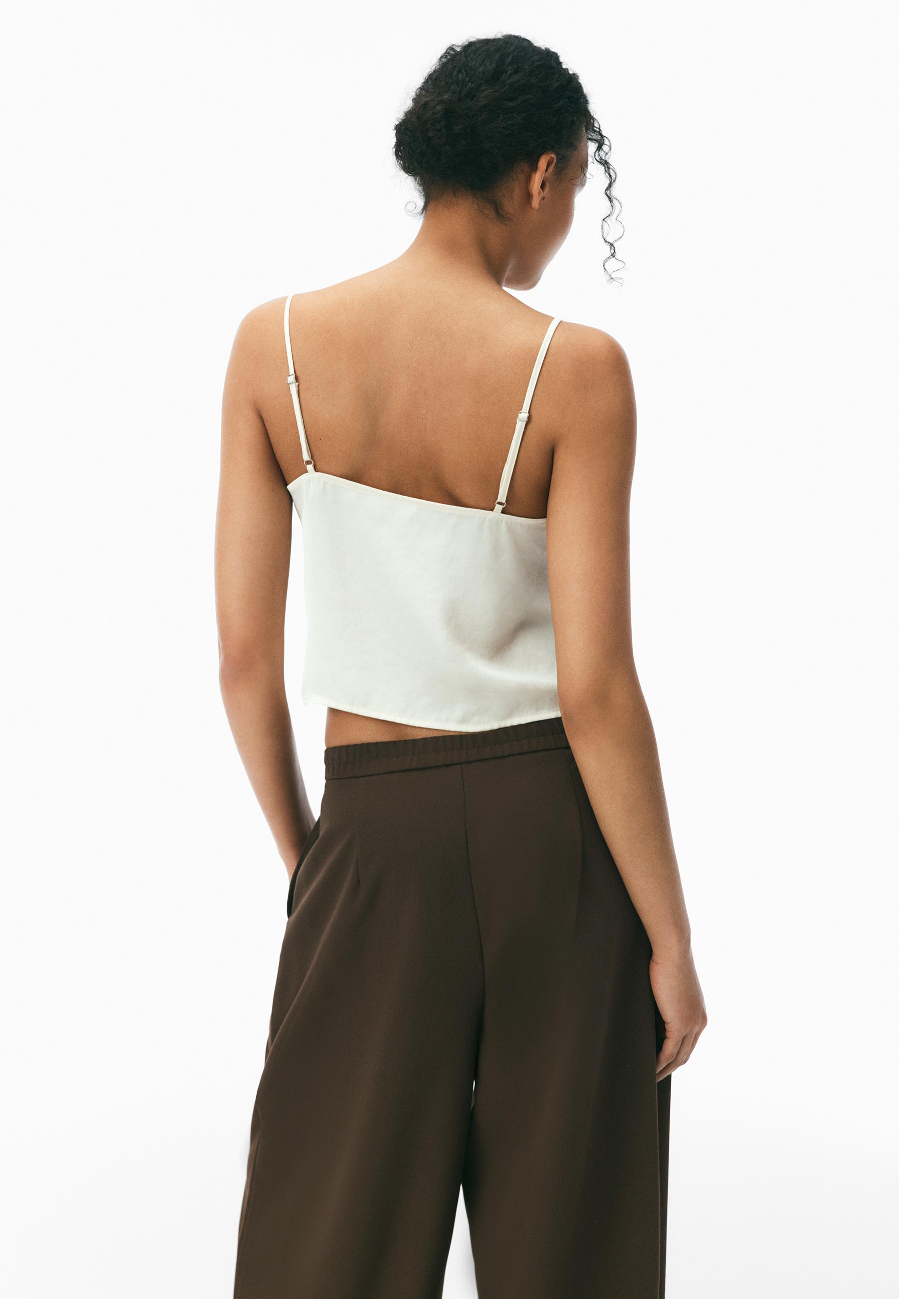 Strappy satin lace top — Ecru