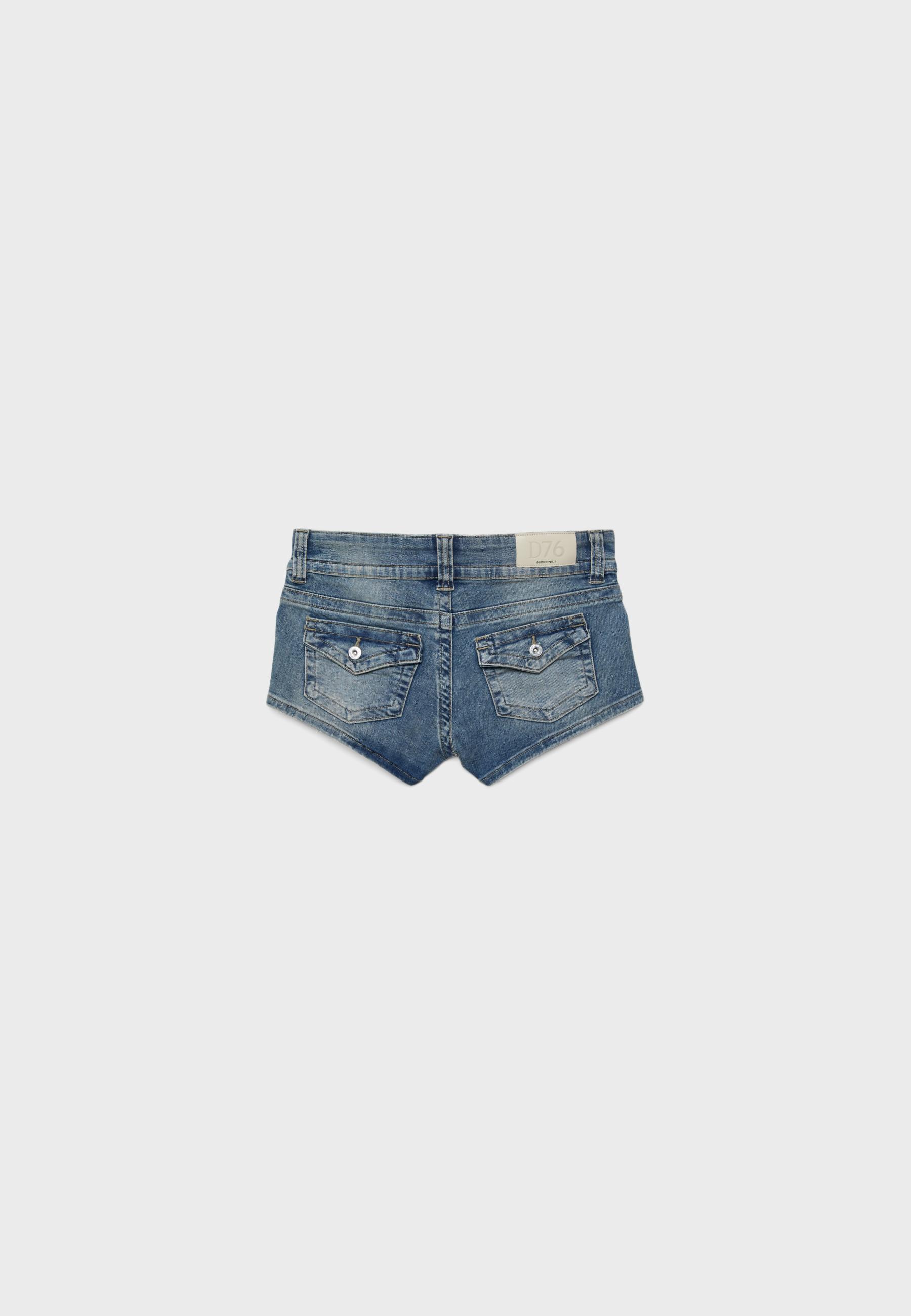 D76 denim mini shorts — OVERDYED BLUE DENIM
