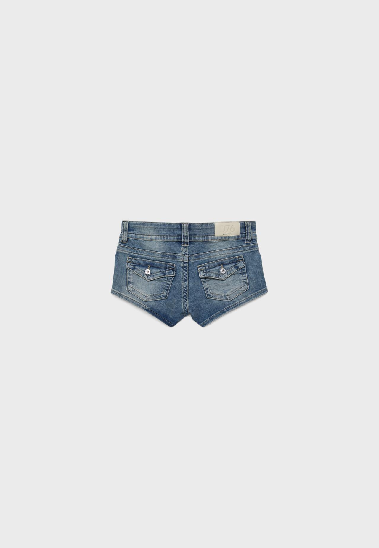 D76 denim mini shorts — OVERDYED BLUE DENIM