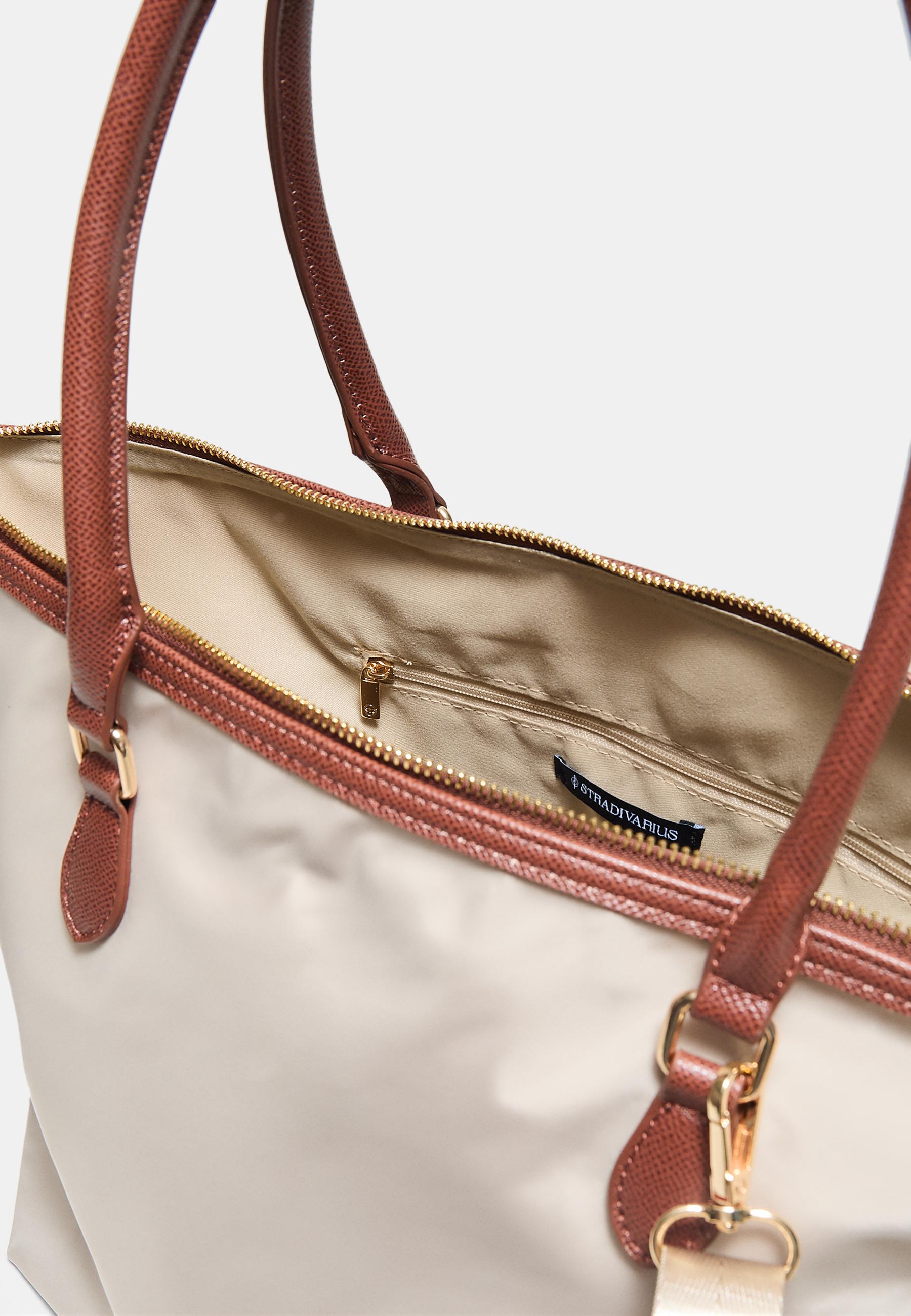 Contrast crossbody shopper bag — Stone
