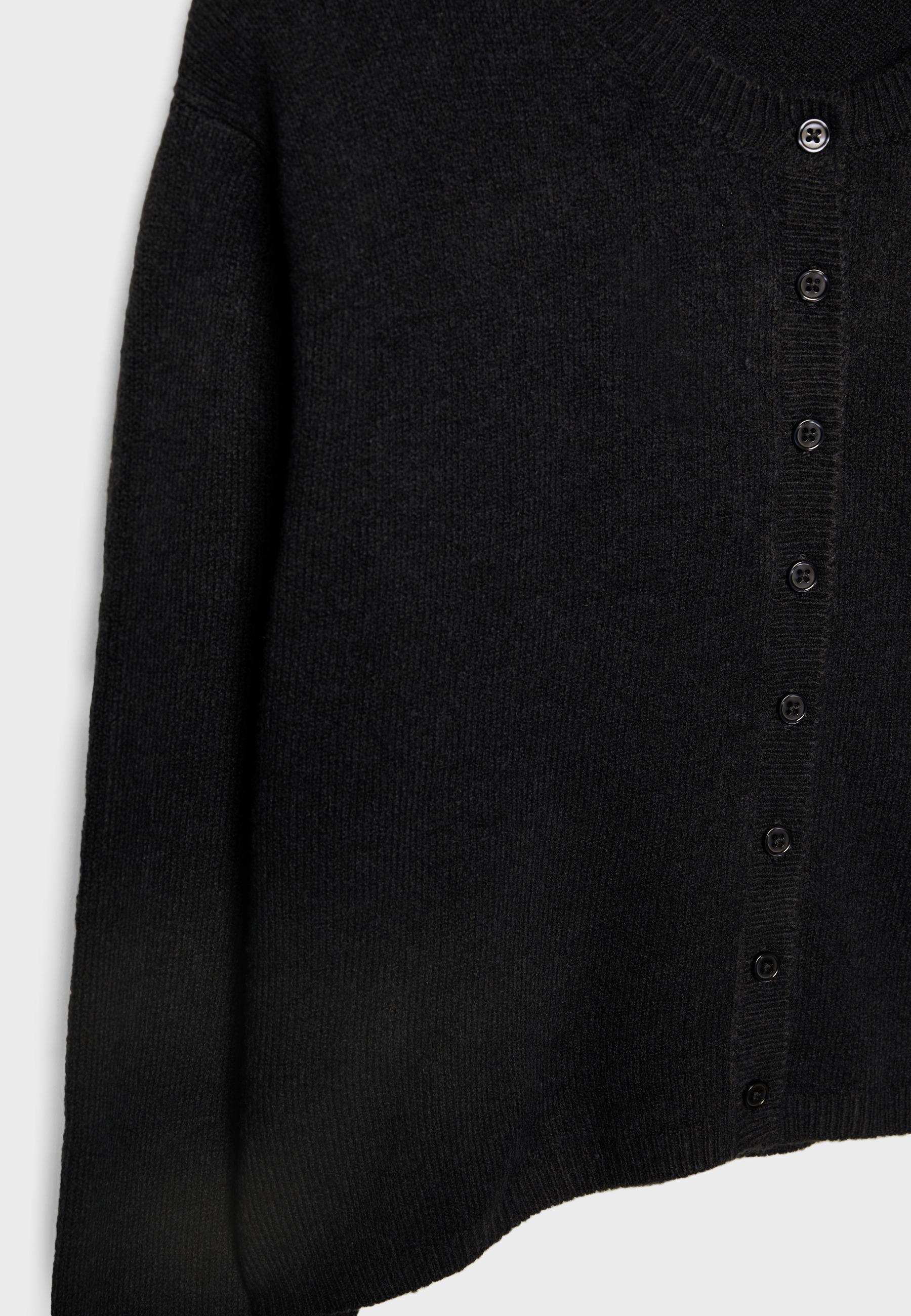 Soft-touch button-up knit cardigan — Black